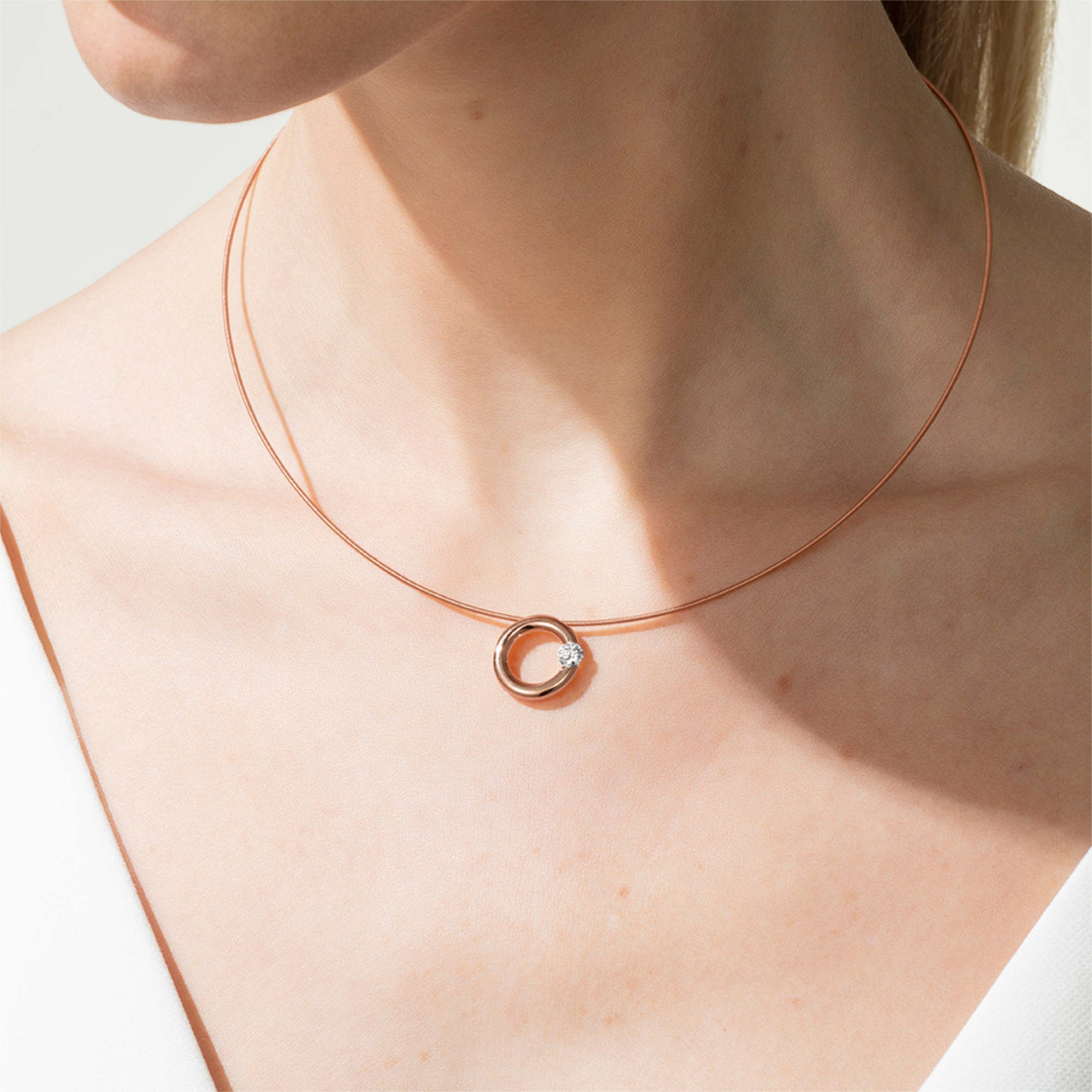 Niessing Spannring® Anhänger - N353924-15mm-0.25ct (25ct-gloss-rw) mit Diamant