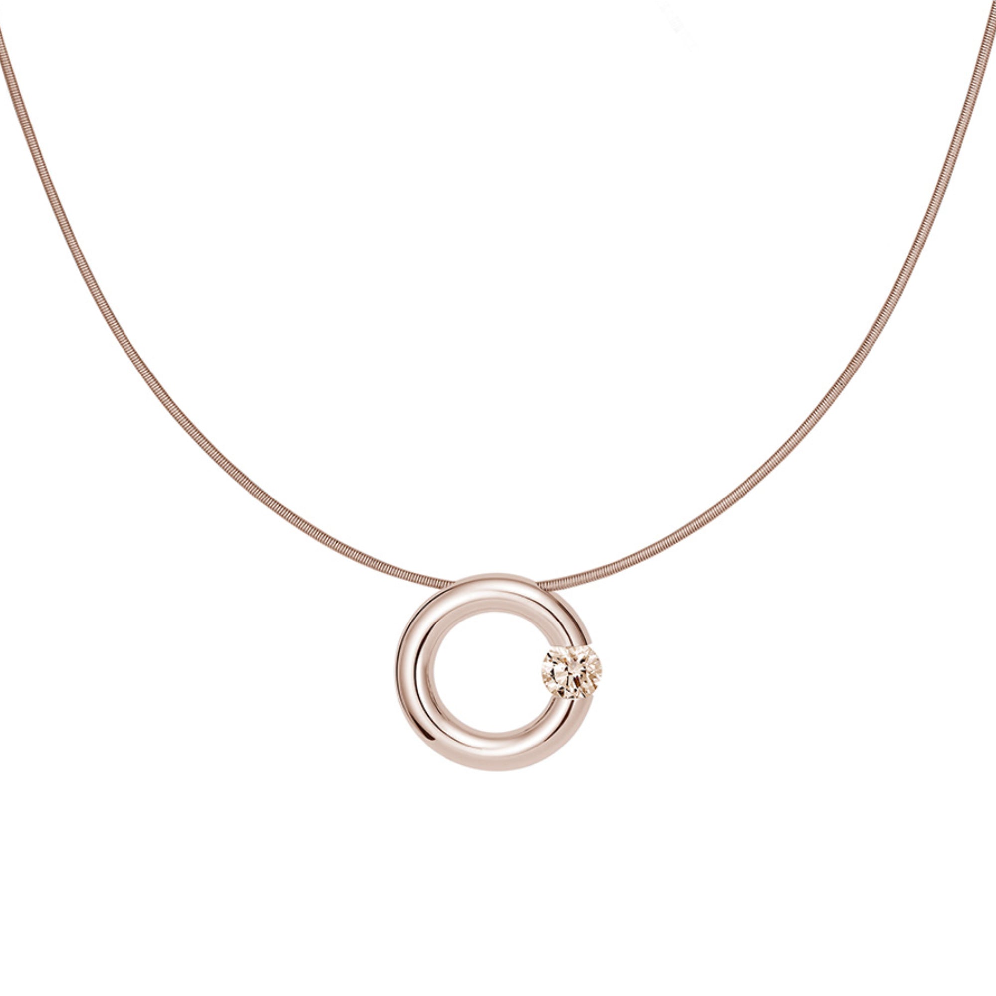 Niessing Spannring® Anhänger - N353924-16mm-0.4ct (4ct-cinnamon-gloss-rw) mit Diamant