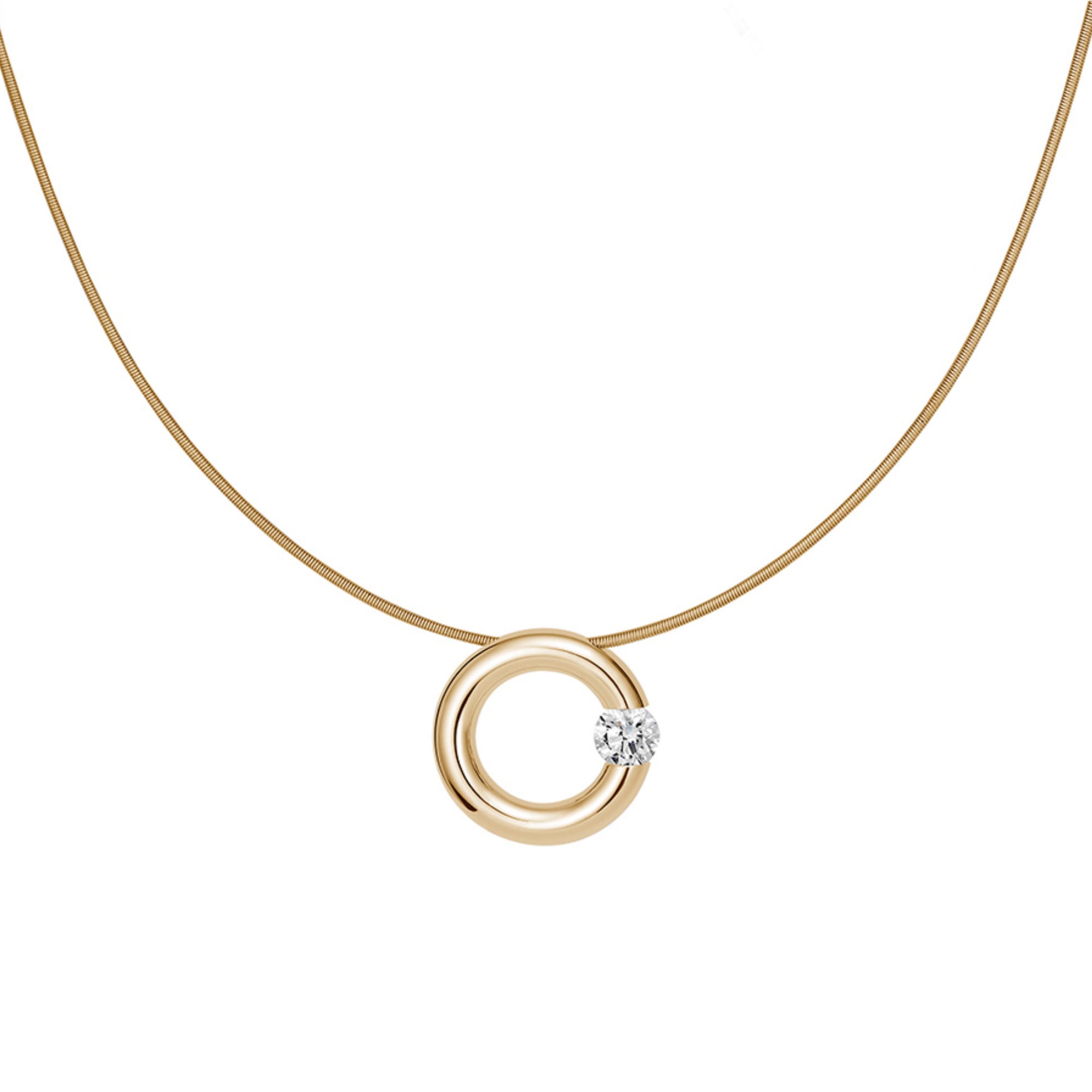 Niessing Spannring® Anhänger - N353924-16mm-0.4ct (4ct-gloss-cy) mit Diamant