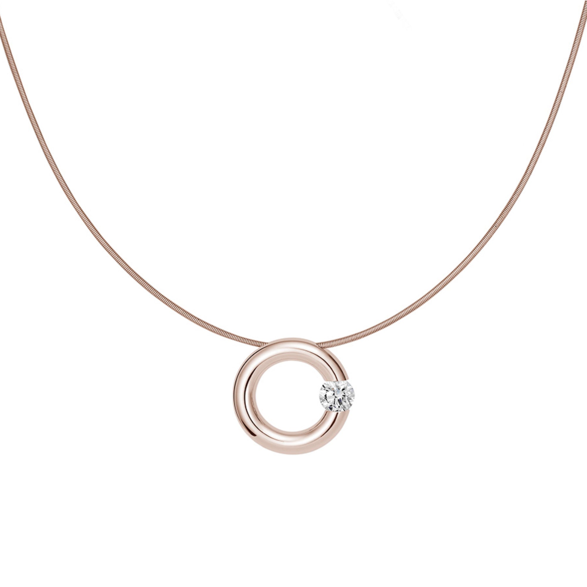 Niessing Spannring® Anhänger - N353924-16mm-0.4ct (4ct-gloss-rw) mit Diamant