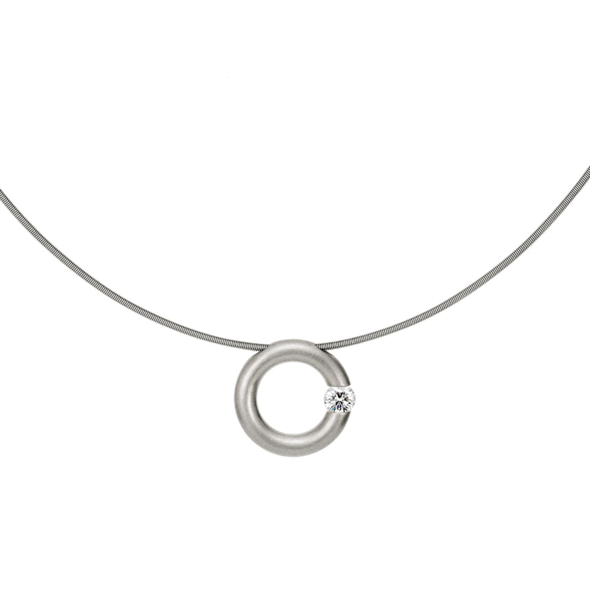 Niessing Spannring® Anhänger - N353924-16mm-0.4ct (4ct-satin-fg) mit Diamant