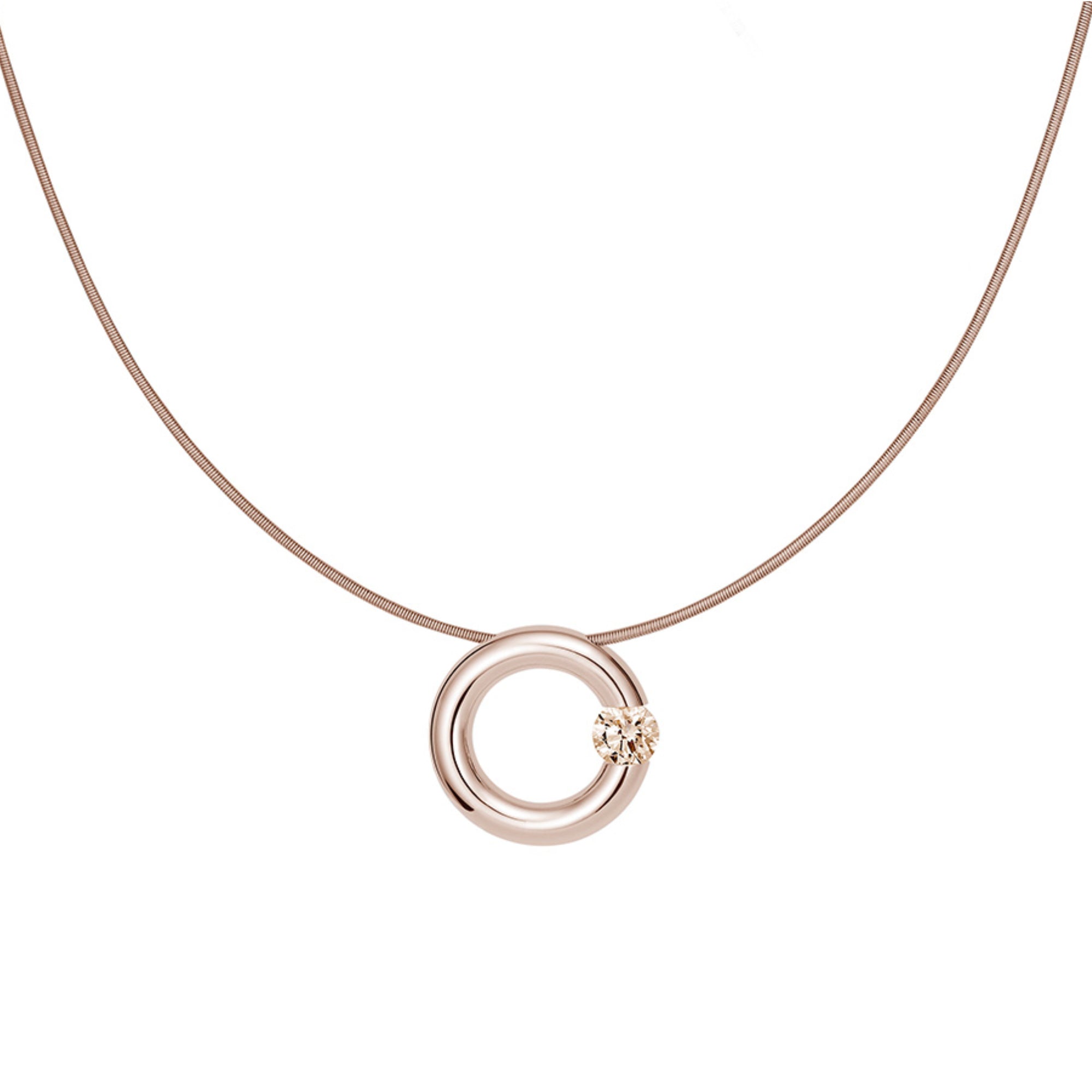 Niessing Spannring® Anhänger - N353924-17mm-0.5ct (5ct-cinnamon-gloss-rw) mit Diamant