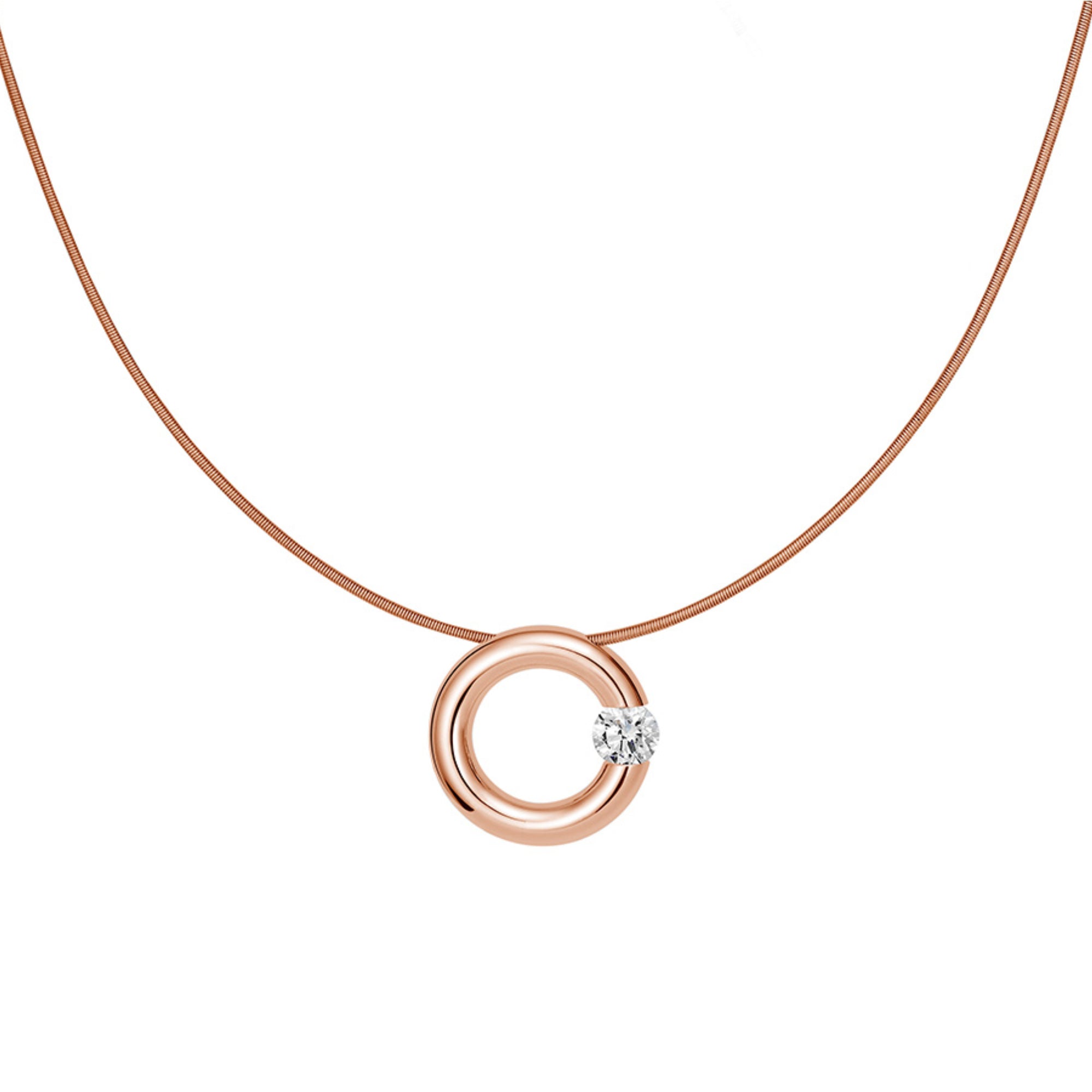 Niessing Spannring® Anhänger - N353924-17mm-0.5ct (5ct-gloss-cr) mit Diamant