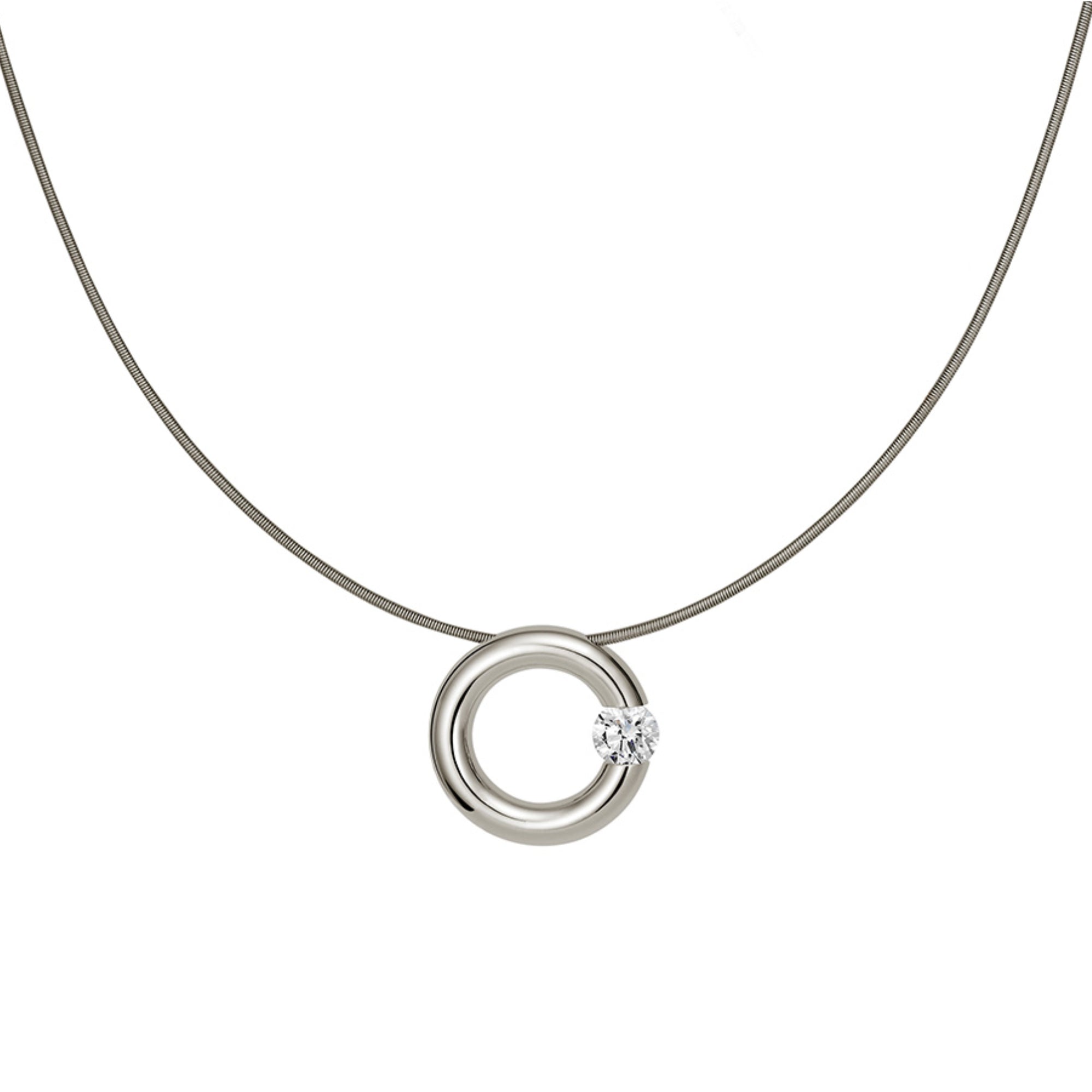 Niessing Spannring® Anhänger - N353924-17mm-0.5ct (5ct-gloss-fg) mit Diamant