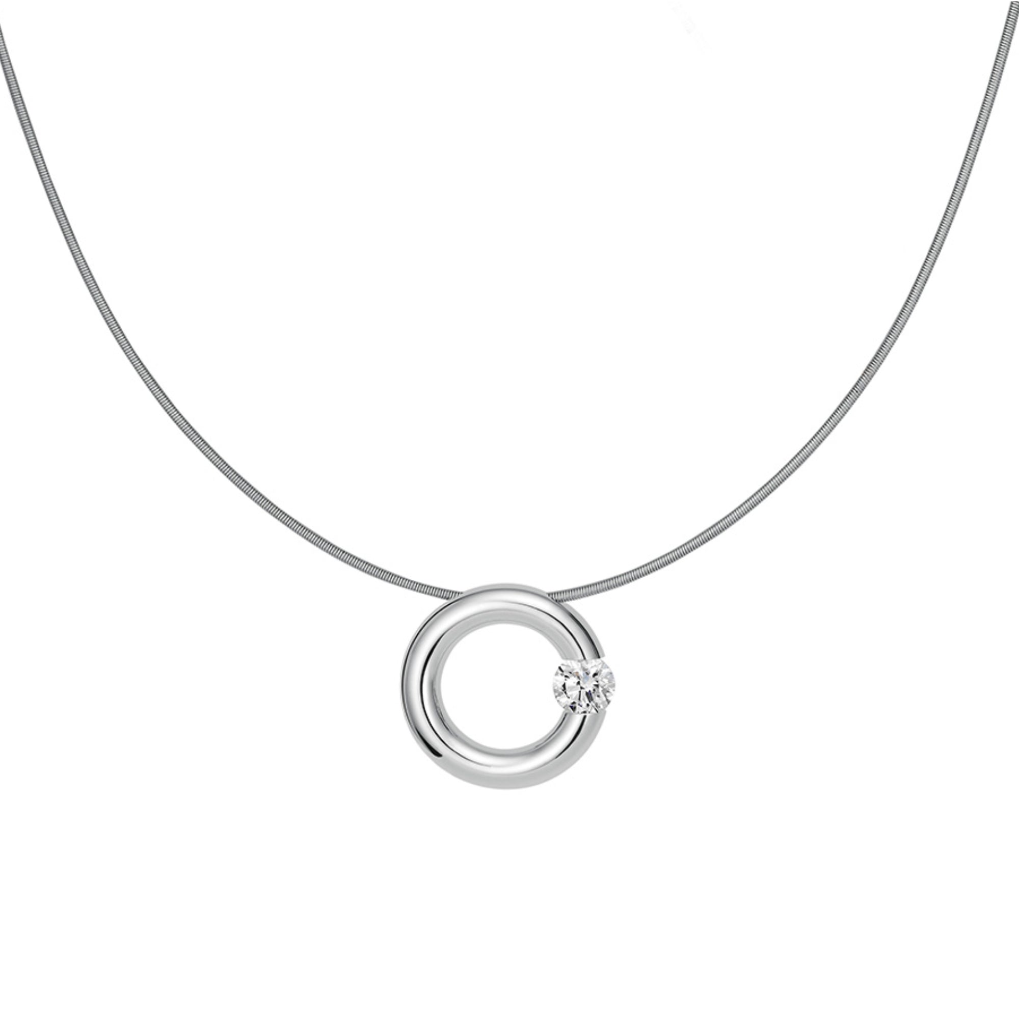 Niessing Spannring® Anhänger - N353924-17mm-0.5ct (5ct-gloss-pt) aus Platin mit Diamant