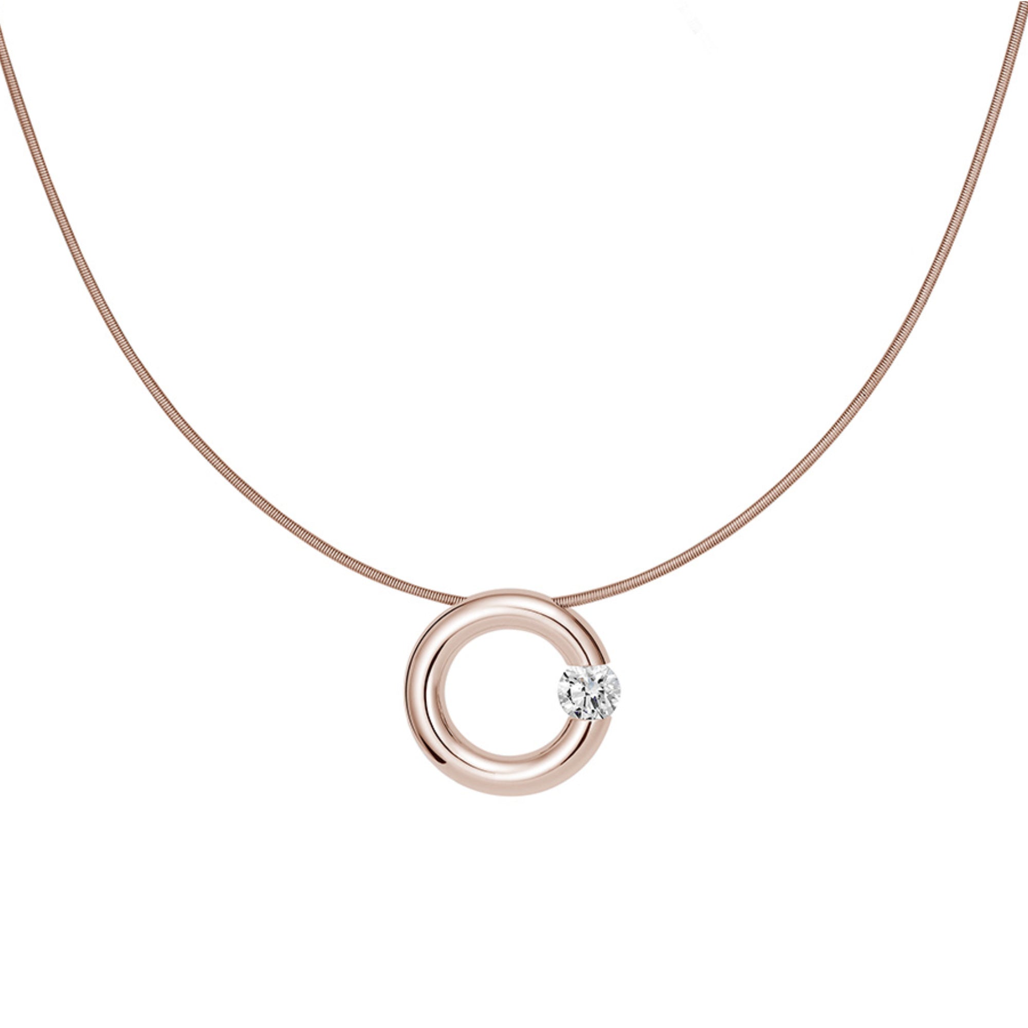 Niessing Spannring® Anhänger - N353924-17mm-0.5ct (5ct-gloss-rw) mit Diamant