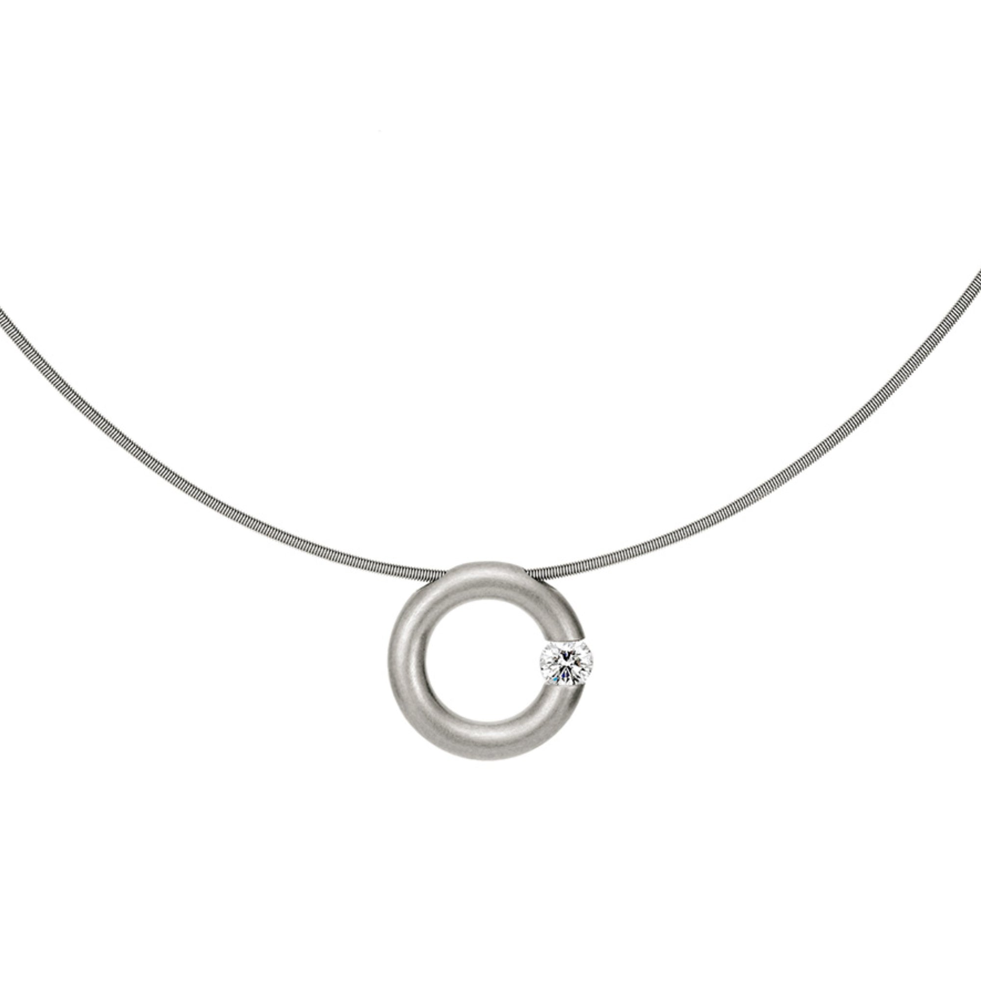 Niessing Spannring® Anhänger - N353924-17mm-0.5ct (5ct-satin-fg) mit Diamant