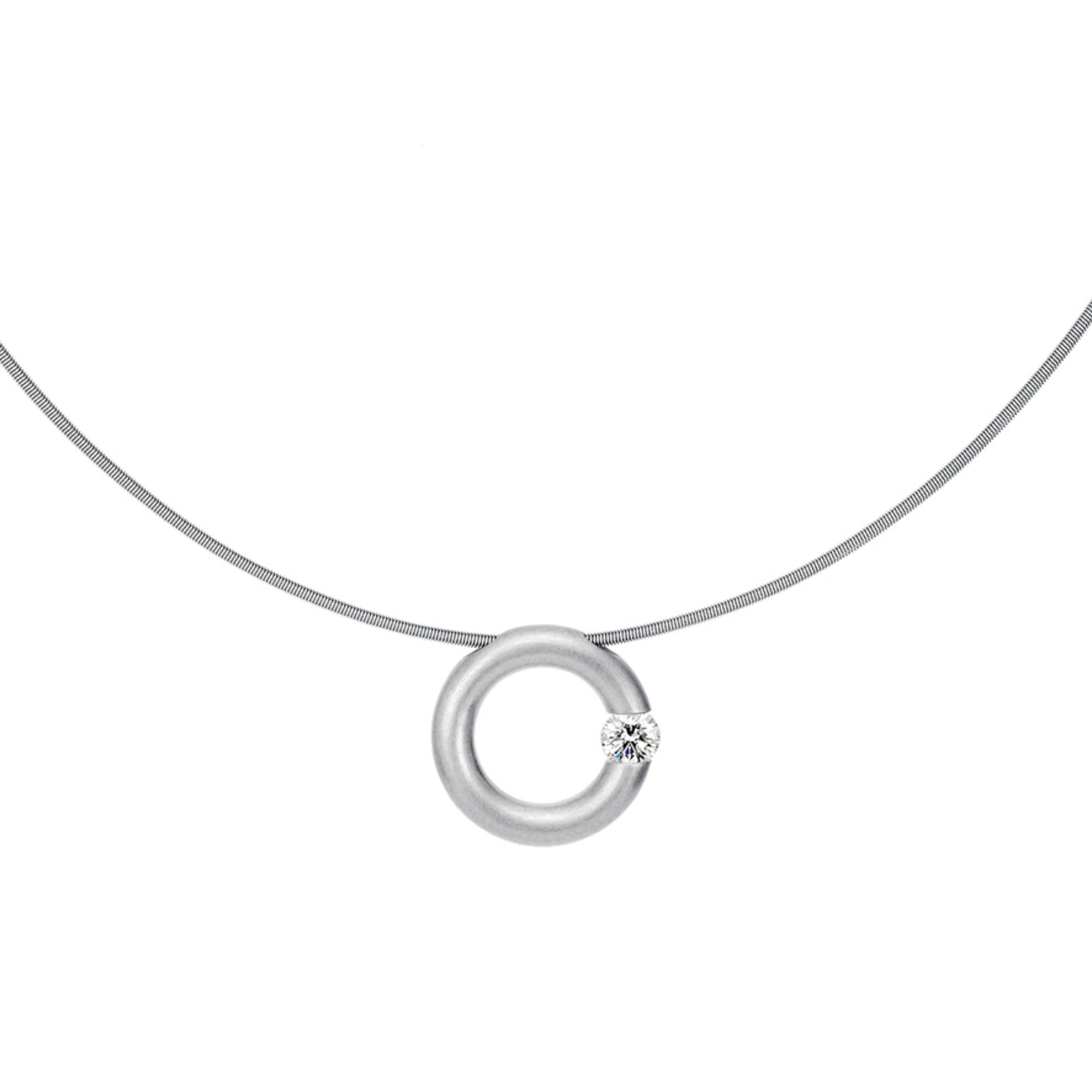 Niessing Spannring® Anhänger - N353924-17mm-0.5ct (5ct-satin-pt) aus Platin mit Diamant
