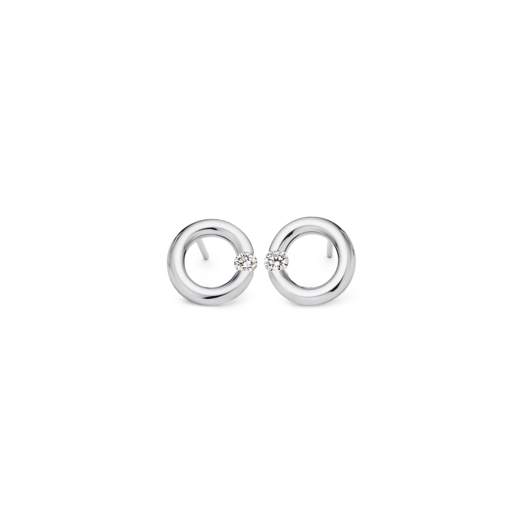 Niessing Spannring® Ohrstecker - N354924-10mm-0.08ct (08ct-gloss-pt) aus Platin mit Diamant