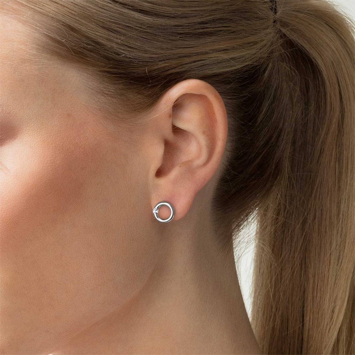 Niessing Spannring® Ohrstecker - N354924-10mm-0.08ct (08ct-gloss-pt) aus Platin mit Diamant