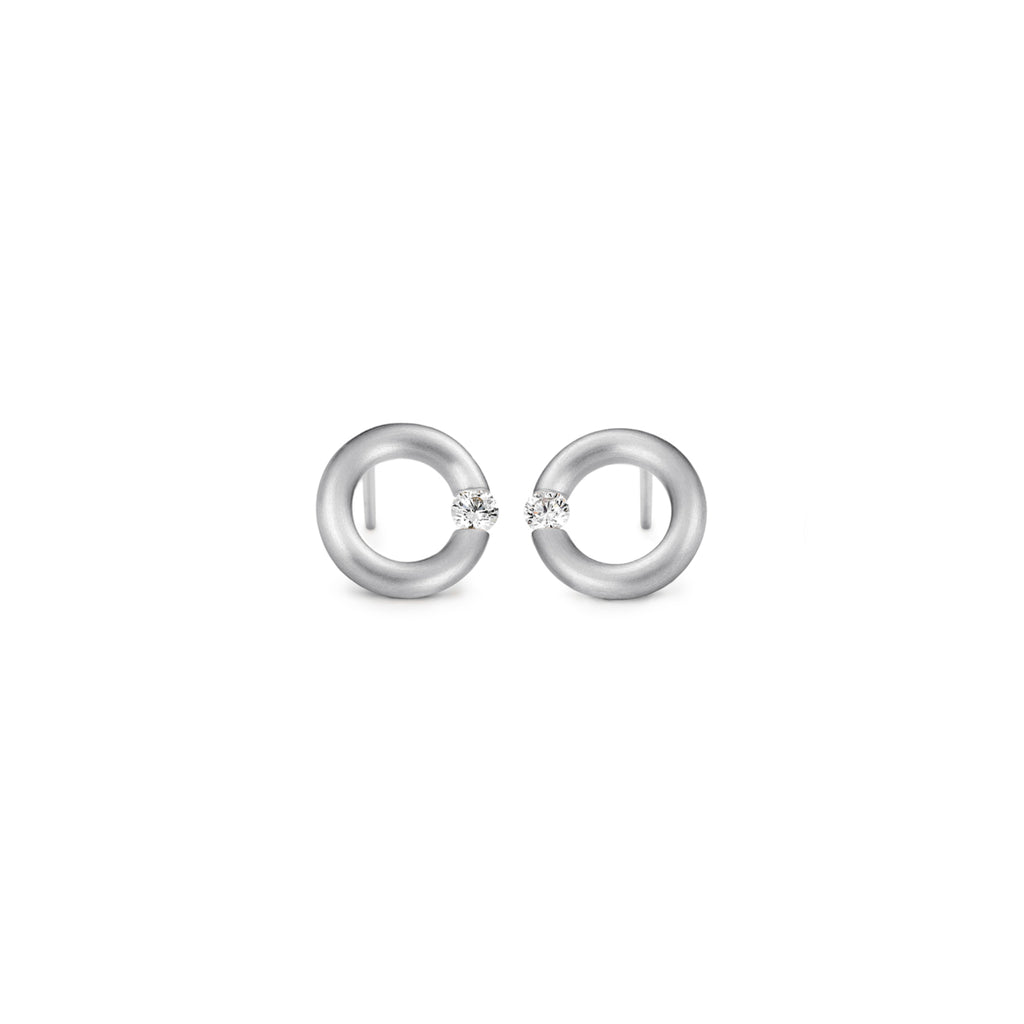 Niessing Spannring® Ohrstecker - N354924-10mm-0.08ct (08ct-satin-pt) aus Platin mit Diamant