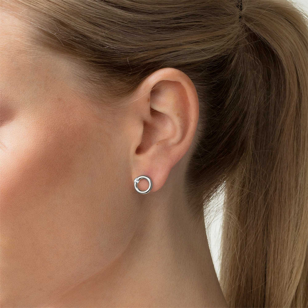 Niessing Spannring® Ohrstecker - N354924-10mm-0.08ct (08ct-satin-pt) aus Platin mit Diamant