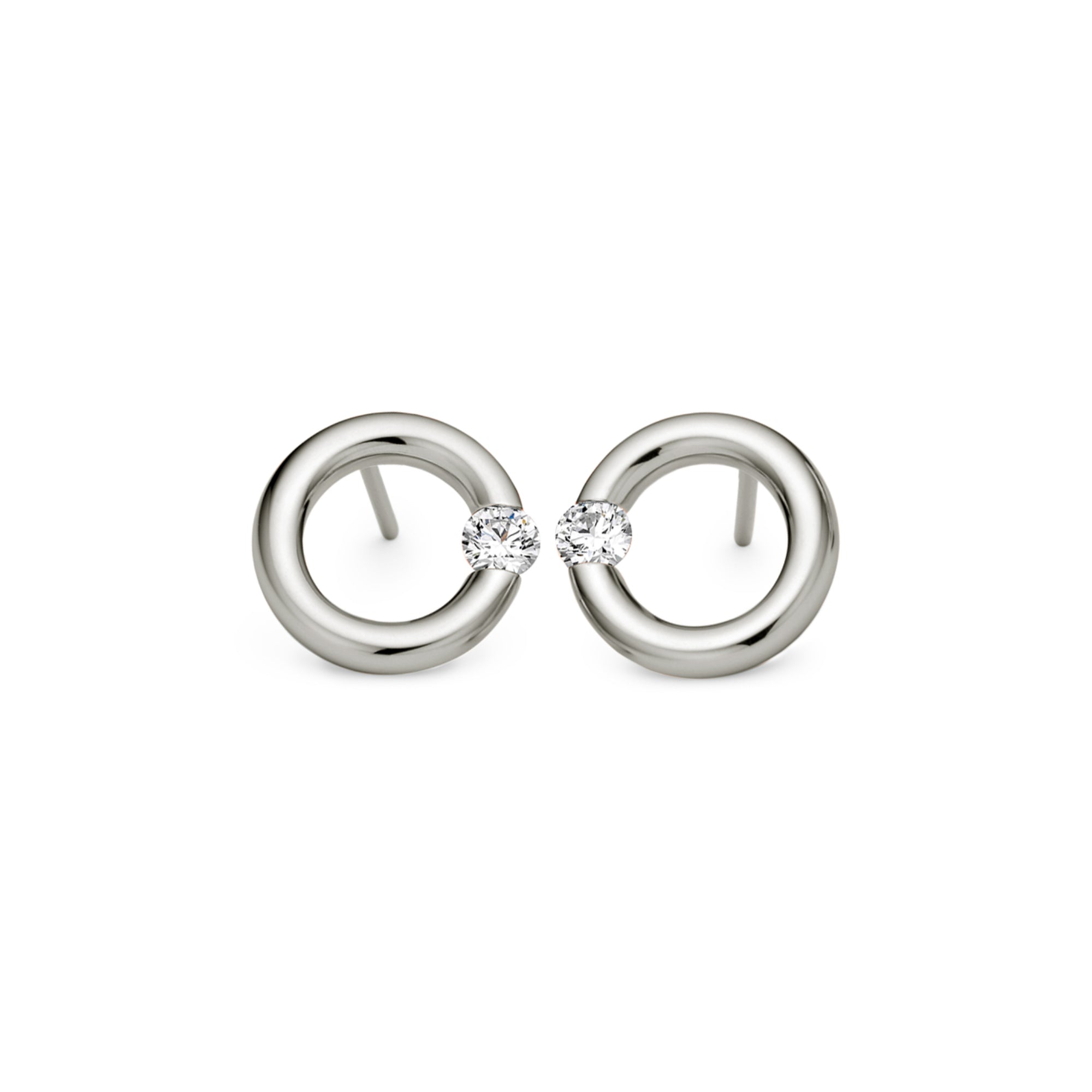 Niessing Spannring® Ohrstecker - N354924-12mm-0.16ct (16ct-gloss-fg) mit Diamant