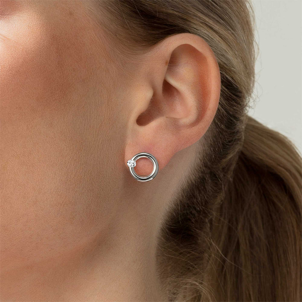Niessing Spannring® Ohrstecker - N354924-12mm-0.16ct (16ct-gloss-pt) aus Platin mit Diamant