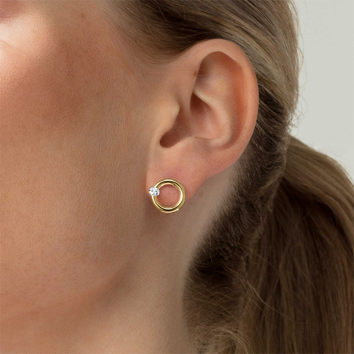 Niessing Spannring® Ohrstecker - N354924-12mm-0.16ct (16ct-satin-cy) mit Diamant