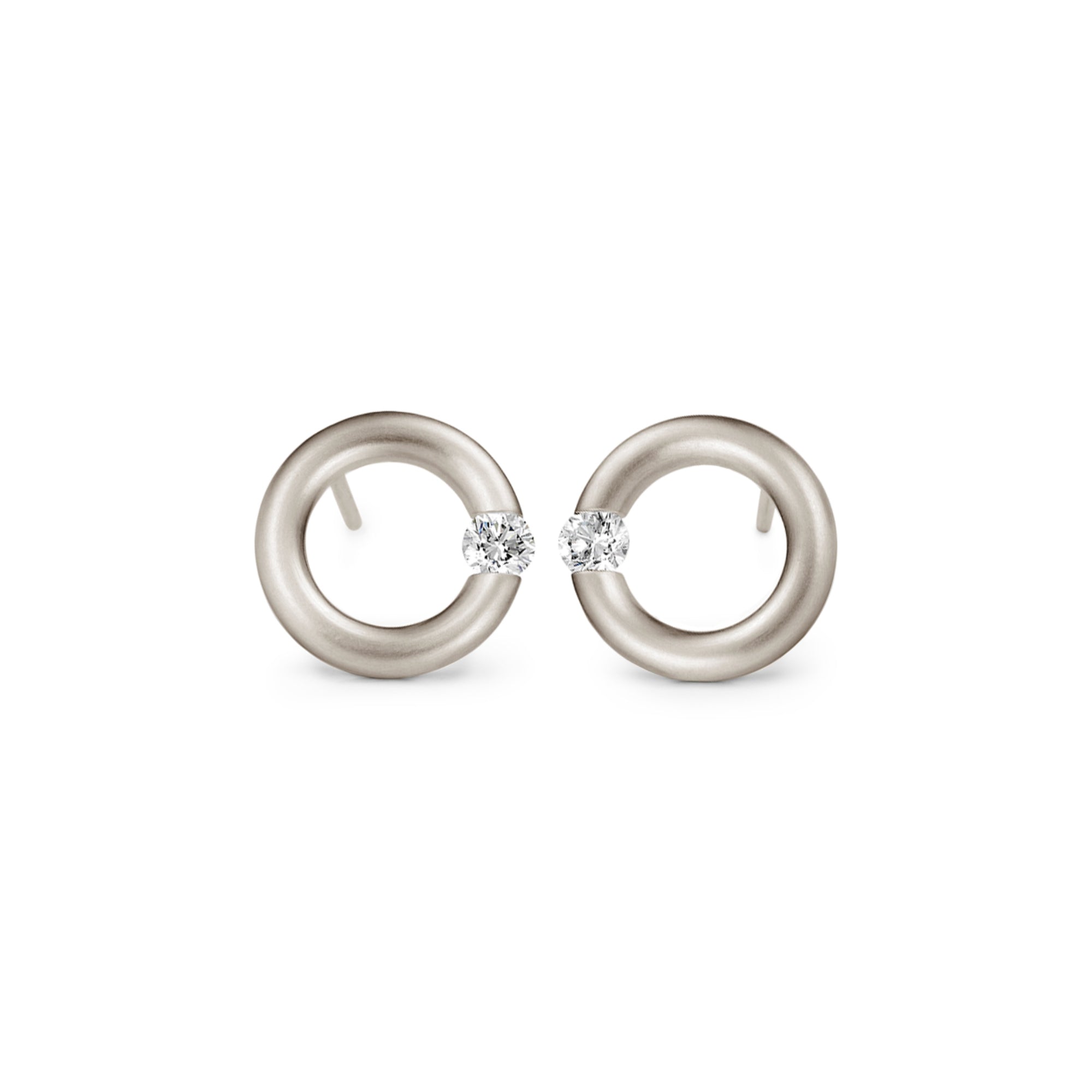 Niessing Spannring® Ohrstecker - N354924-12mm-0.16ct (16ct-satin-fg) mit Diamant