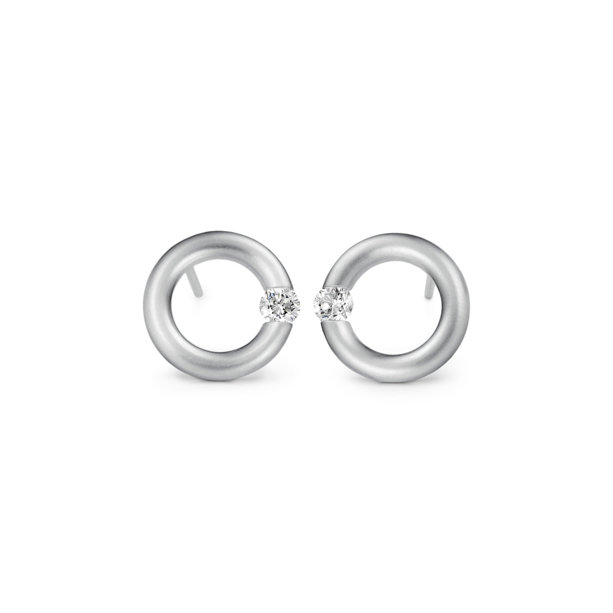 Niessing Spannring® Ohrstecker - N354924-12mm-0.16ct (16ct-satin-pt) aus Platin mit Diamant