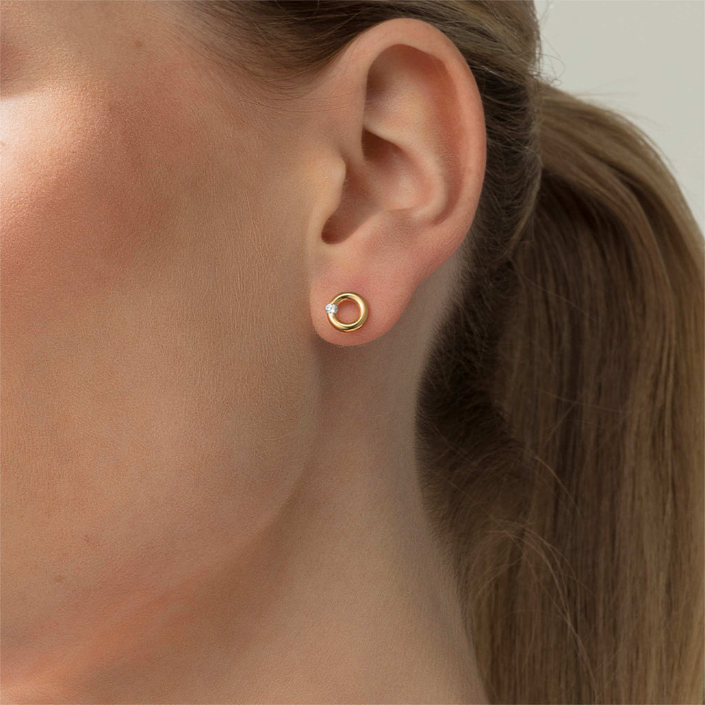 Niessing Spannring® Ohrstecker - N354924-8mm-0.05ct (05ct-gloss-cy) mit Diamant