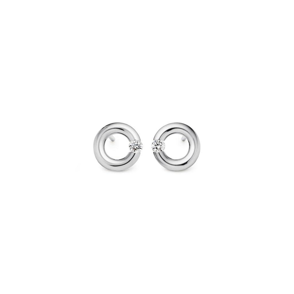 Niessing Spannring® Ohrstecker - N354924-8mm-0.05ct (05ct-gloss-pt) aus Platin mit Diamant