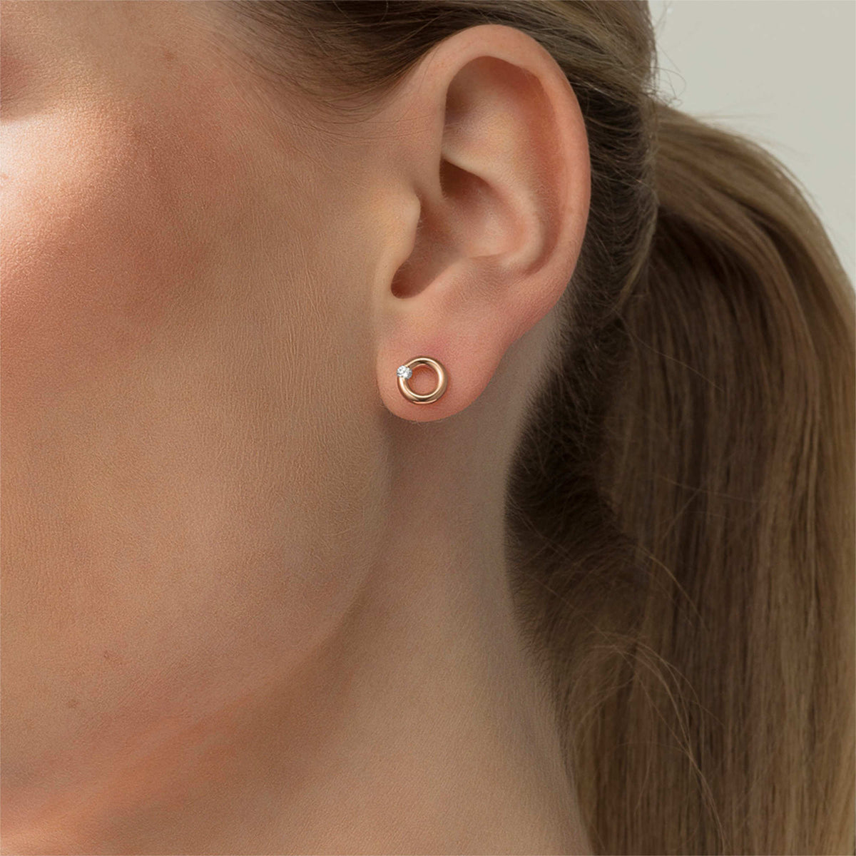 Niessing Spannring® Ohrstecker - N354924-8mm-0.05ct (05ct-satin-rw) mit Diamant