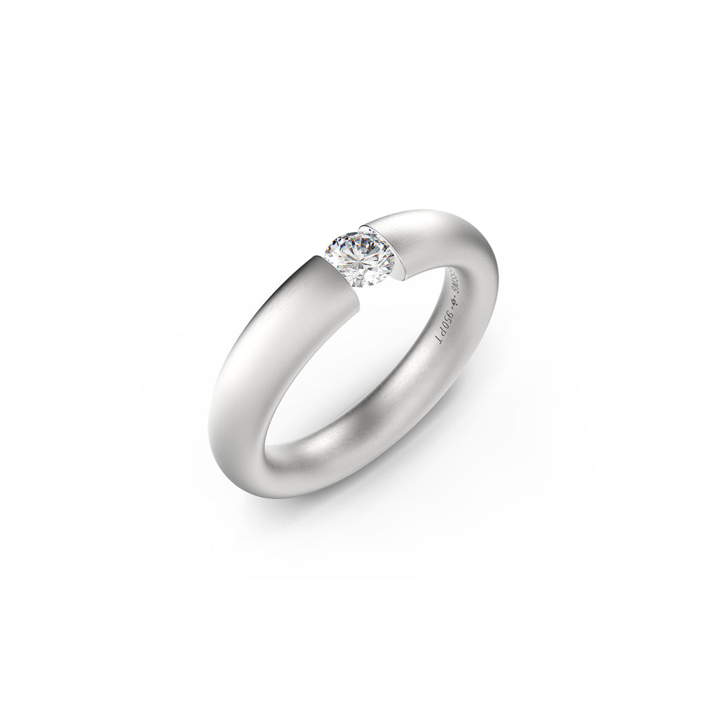 Niessing Spannring® Oval - N141793-0.25ct (25ct-satin-pt) aus Platin mit Diamant