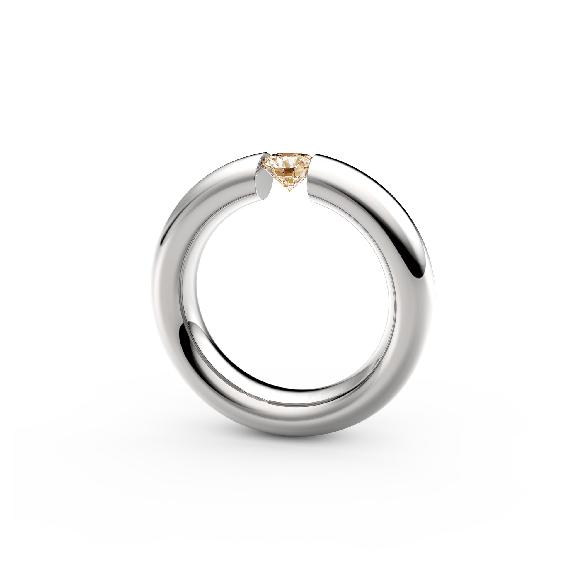 Niessing Spannring® Oval - N141793-0.5ct (5ct-cinnamon-gloss-pt) aus Platin mit Diamant