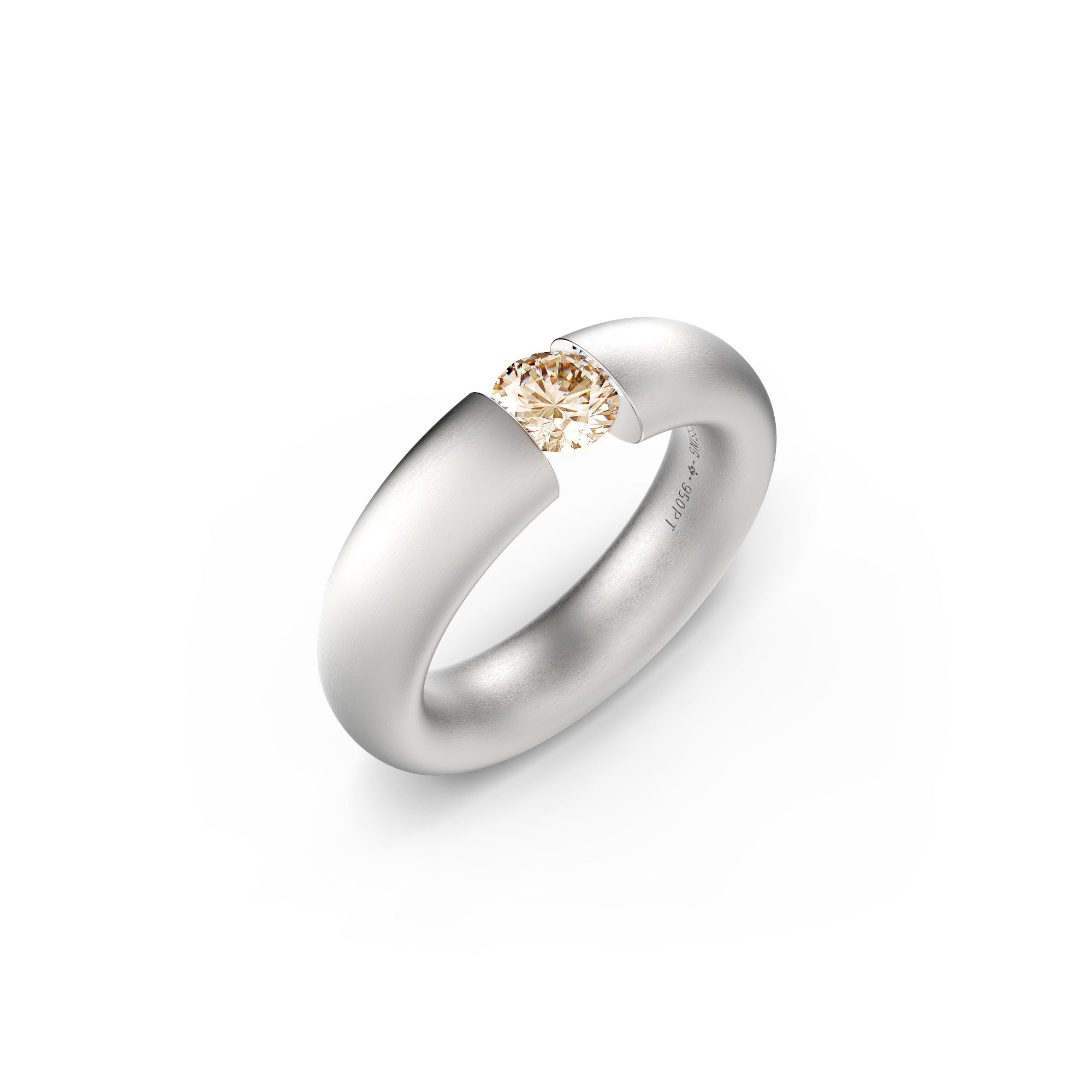 Niessing Spannring® Oval - N141793-0.5ct (5ct-cinnamon-satin-pt) aus Platin mit Diamant