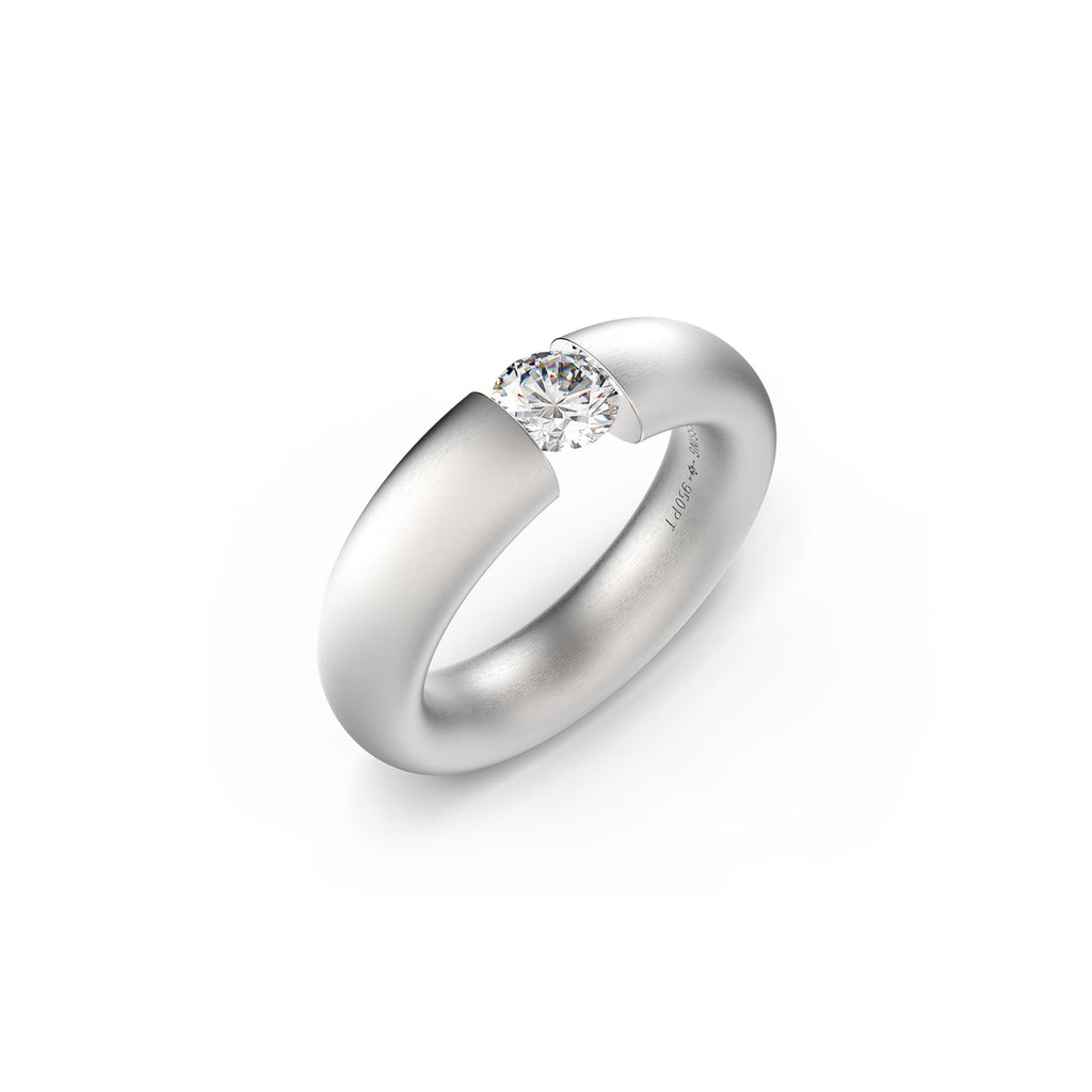 Niessing Spannring® Oval - N141793-0.5ct (5ct-satin-pt) aus Platin mit Diamant