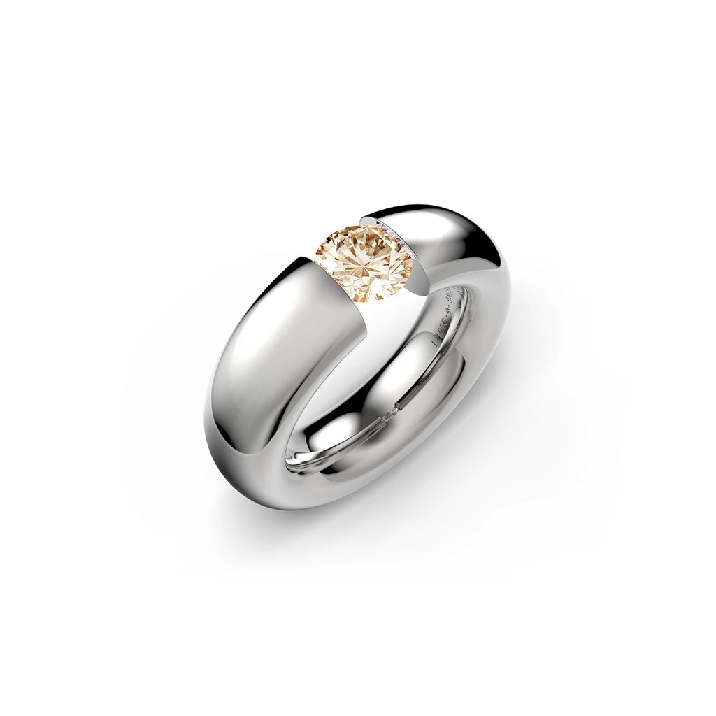 Niessing Spannring® Oval - N141793-0.7ct (7ct-cinnamon-gloss-pt) aus Platin mit Diamant