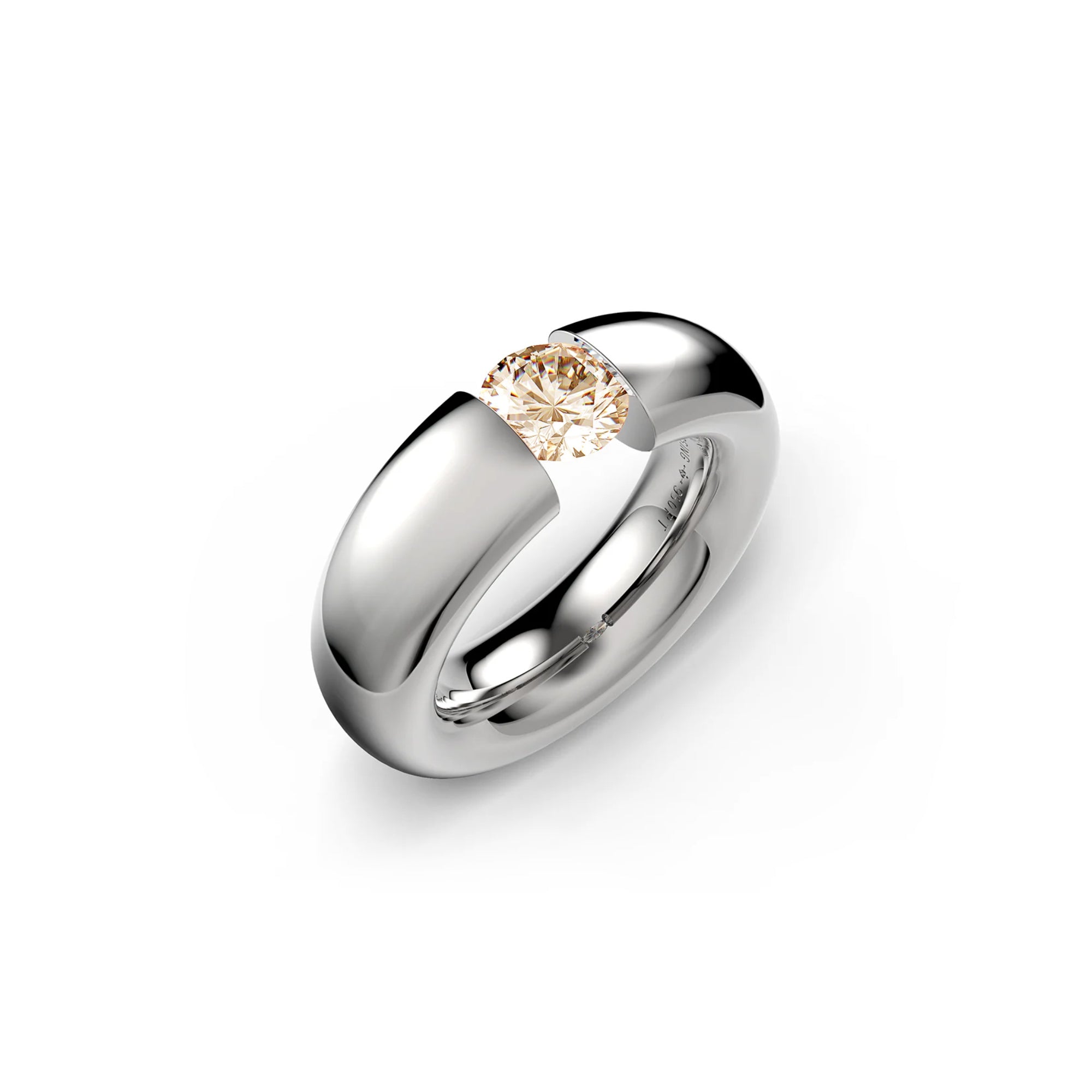 Niessing Spannring® Oval - N141793-0.7ct (7ct-cinnamon-gloss-pt) aus Platin mit Diamant