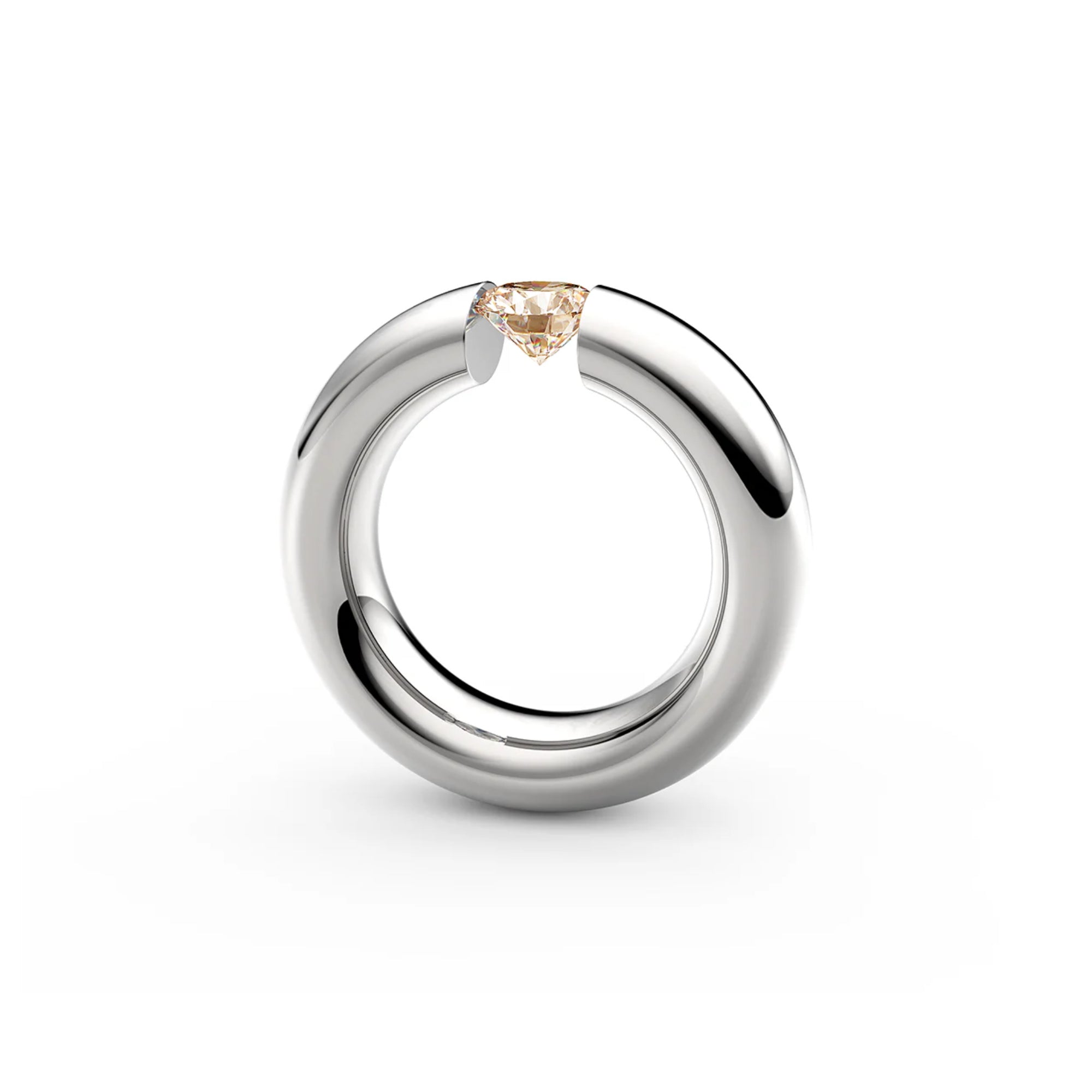 Niessing Spannring® Oval - N141793-0.7ct (7ct-cinnamon-gloss-pt) aus Platin mit Diamant