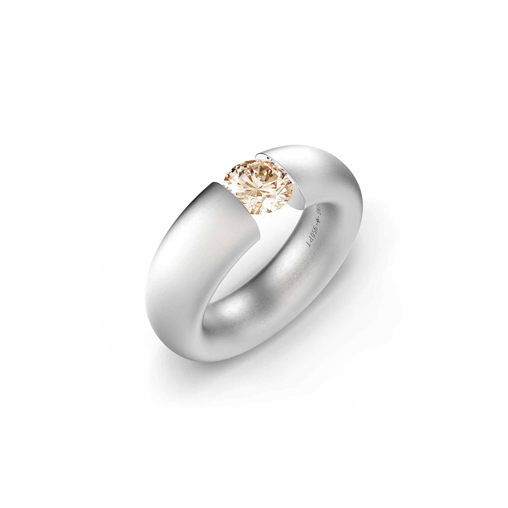 Niessing Spannring® Oval - N141793-0.7ct (7ct-cinnamon-satin-pt) aus Platin mit Diamant