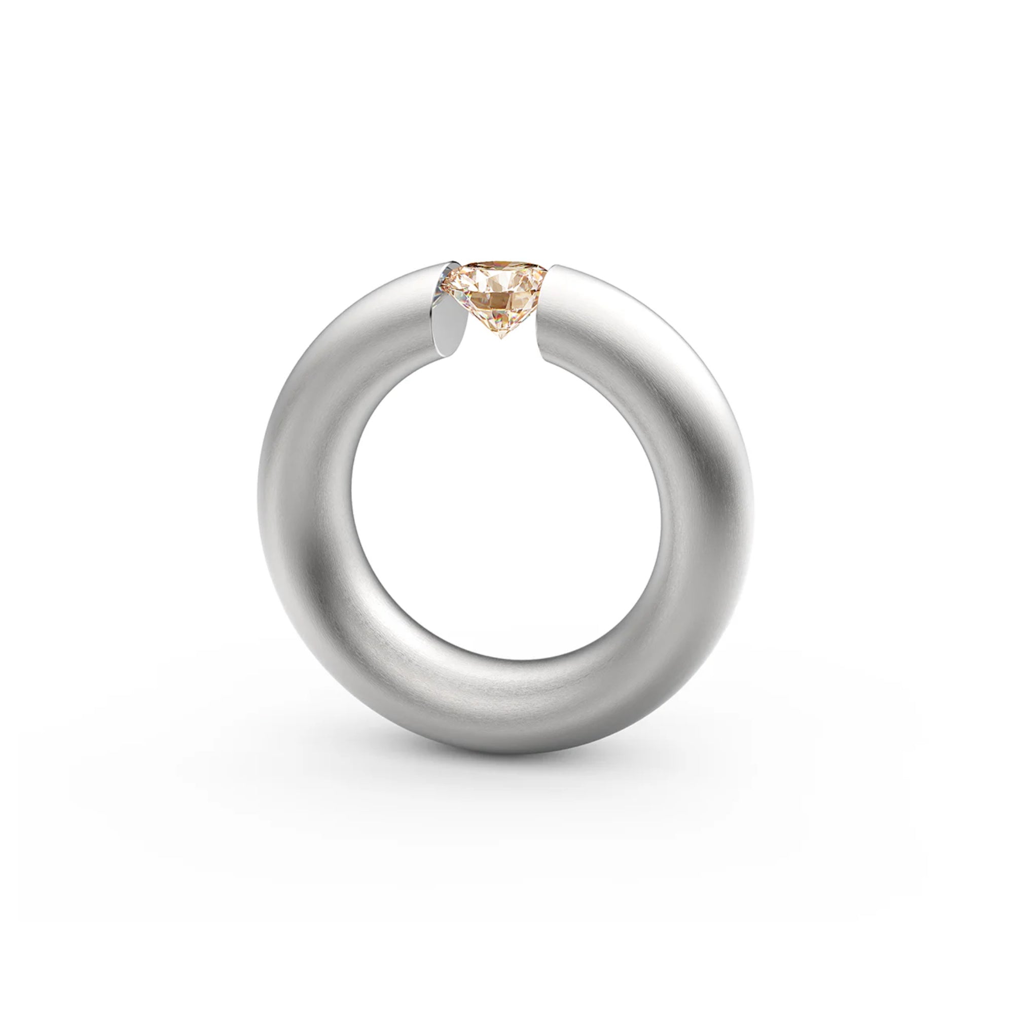 Niessing Spannring® Oval - N141793-0.7ct (7ct-cinnamon-satin-pt) aus Platin mit Diamant