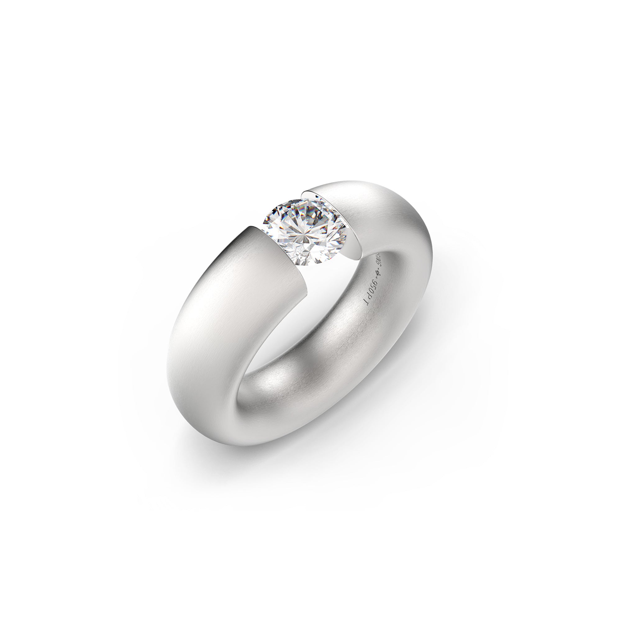 Niessing Spannring® Oval - N141793-0.7ct (7ct-satin-pt) aus Platin mit Diamant