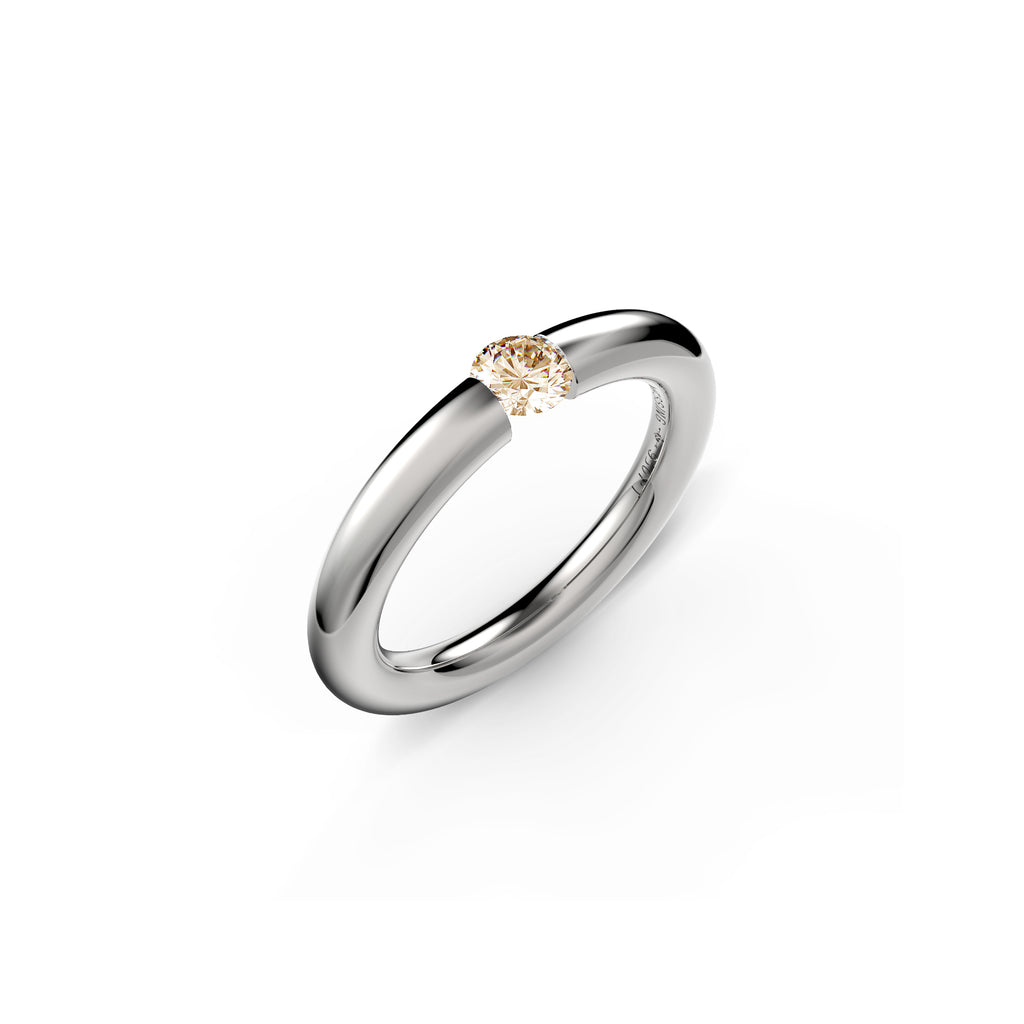 Niessing Spannring® Rund - N141792-3.1mm-0.25ct (25ct-cinnamon-gloss-pt) aus Platin mit Diamant