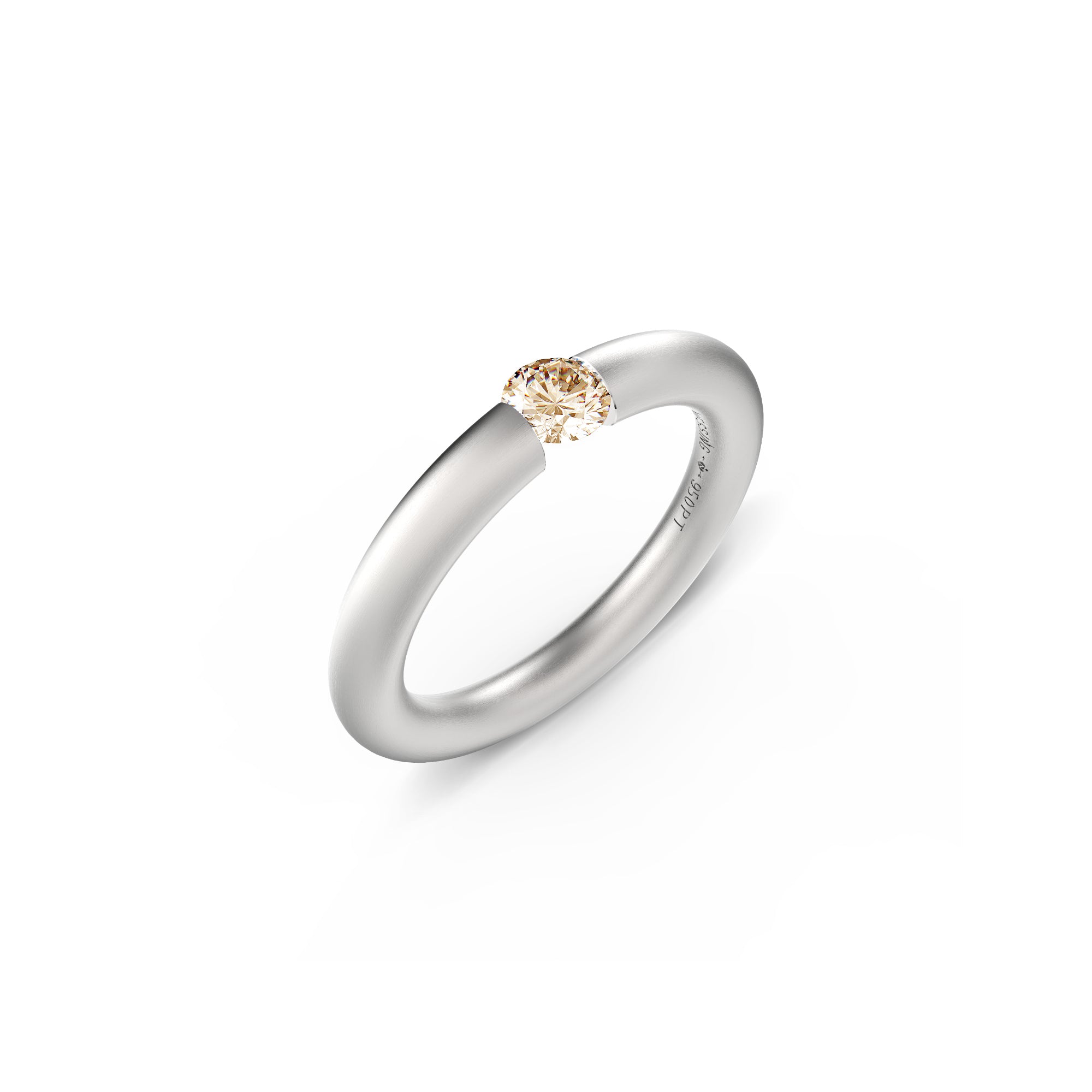 Niessing Spannring® Rund - N141792-3.1mm-0.25ct (25ct-cinnamon-satin-pt) aus Platin mit Diamant