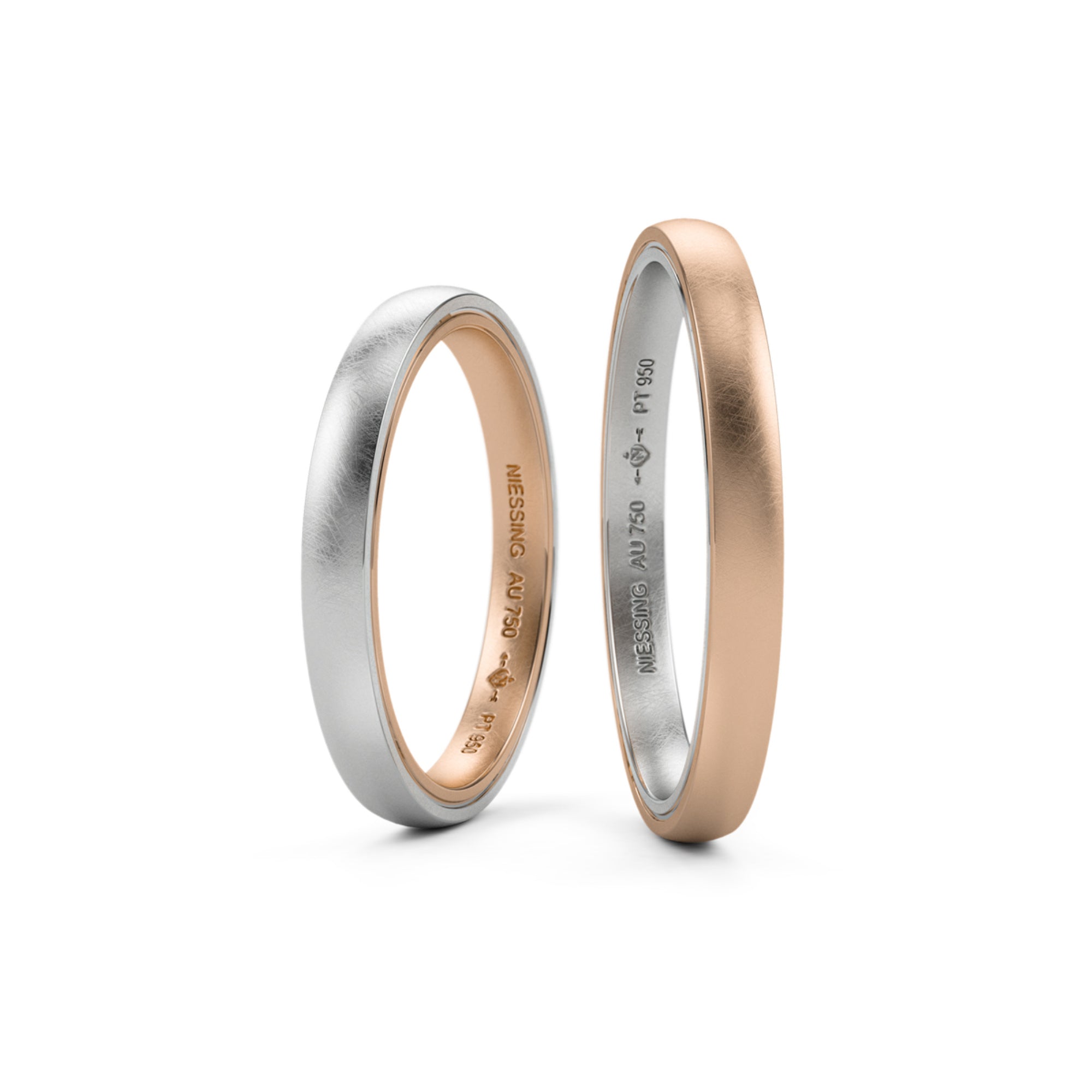 Niessing Tango Trauringe - N181030-2.5mm (5mm-nature-cr-pt) aus Platin