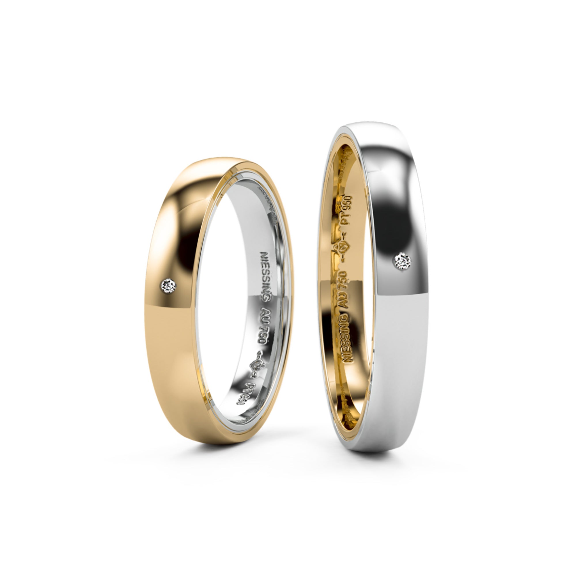 Niessing Tango Trauringe - N181030-3.5mm (5mm-1br-gloss-pt-cy) aus Platin mit Diamant