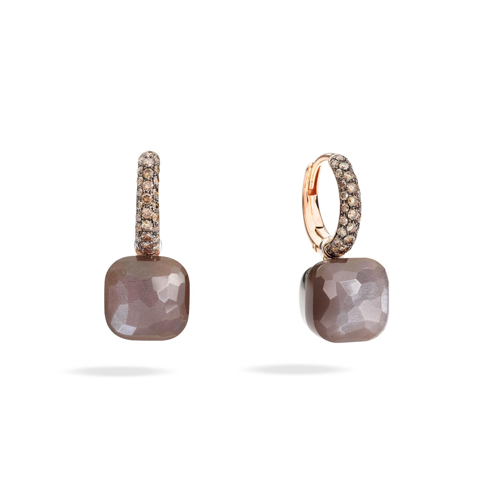 Nudo Ohrringe Chocolate, Weißgold • Diamant • Mondstein von Pomellato (POB4010O6BKRBRADD)