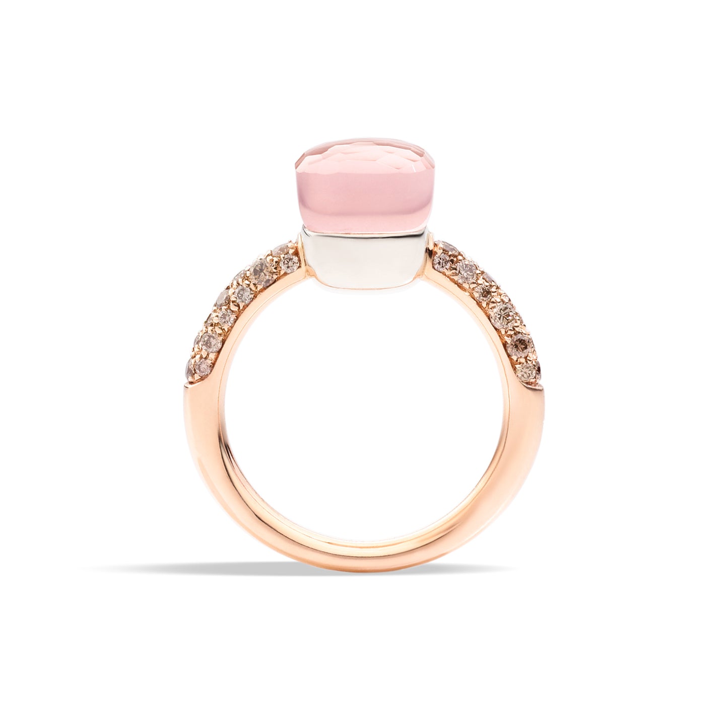 Nudo Rosenquarz kleiner Ring, Bicolor-Gold • Edelsteine von Pomellato (PAB7040O6000BRCQR)