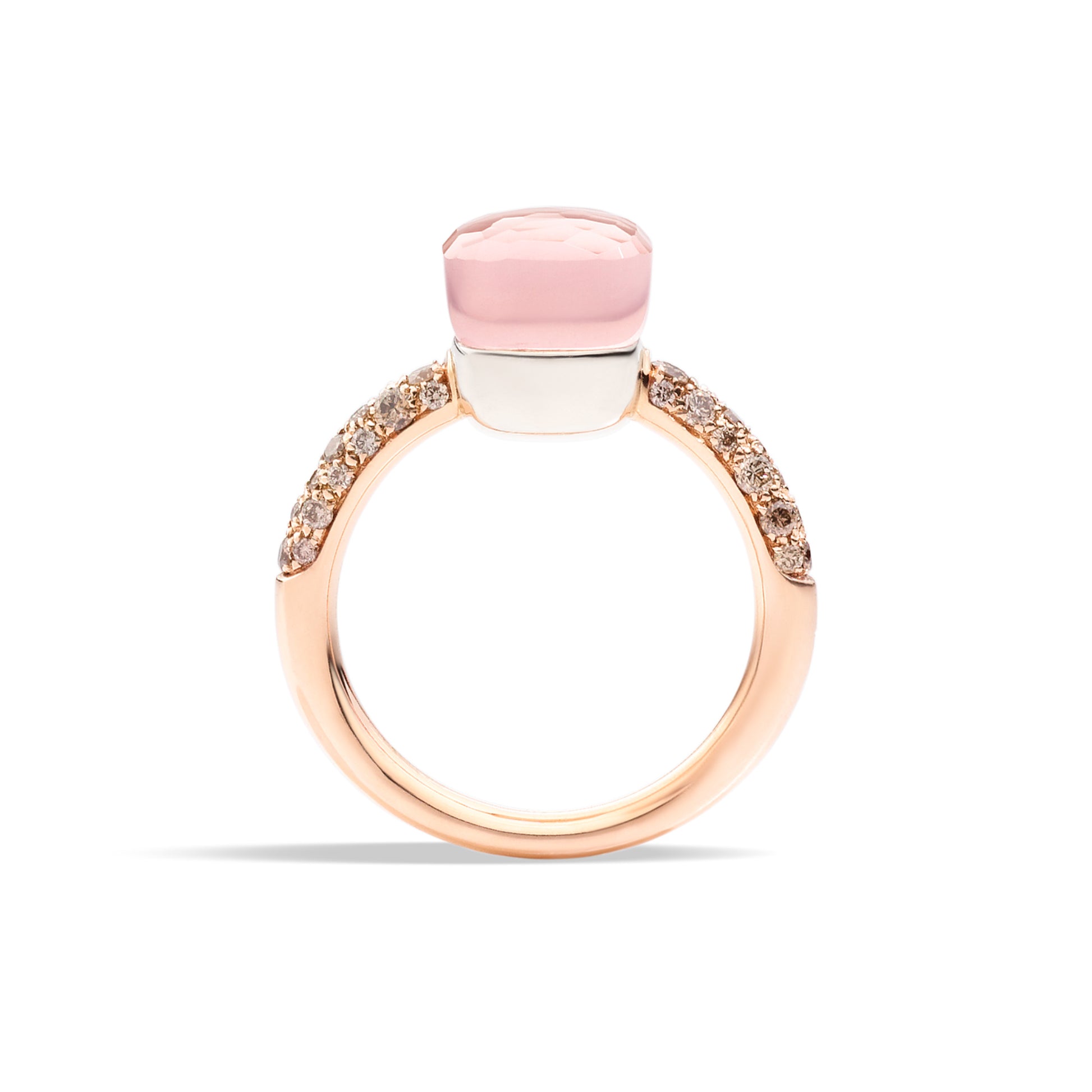 Nudo Rosenquarz kleiner Ring, Bicolor-Gold • Edelsteine von Pomellato (PAB7040O6000BRCQR)