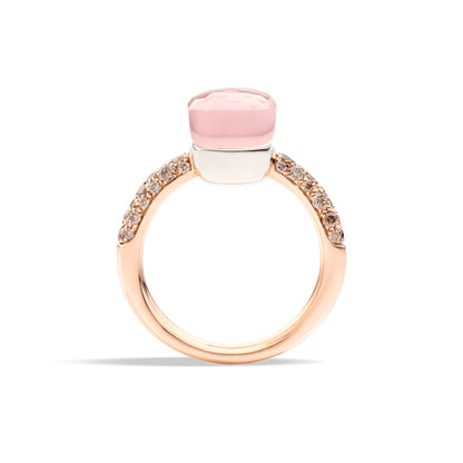 Nudo Rosenquarz kleiner Ring, Bicolor-Gold • Edelsteine von Pomellato (PAB7040O6000BRCQR)