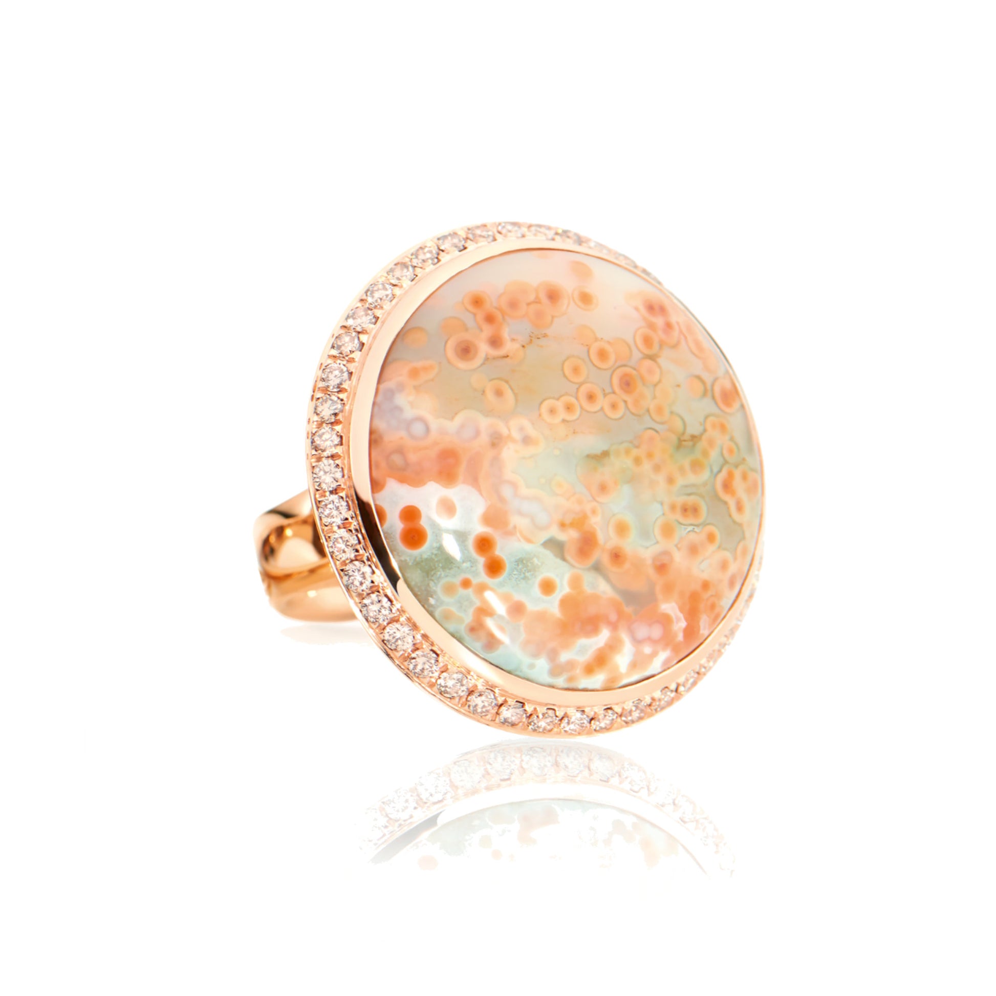 OCEAN JASPER Ring large mit Champagne Diamanten Pavé, Roségold • Diamant • Ocean Jasper von Tamara Comolli (R-OJ-l-pD-rg)