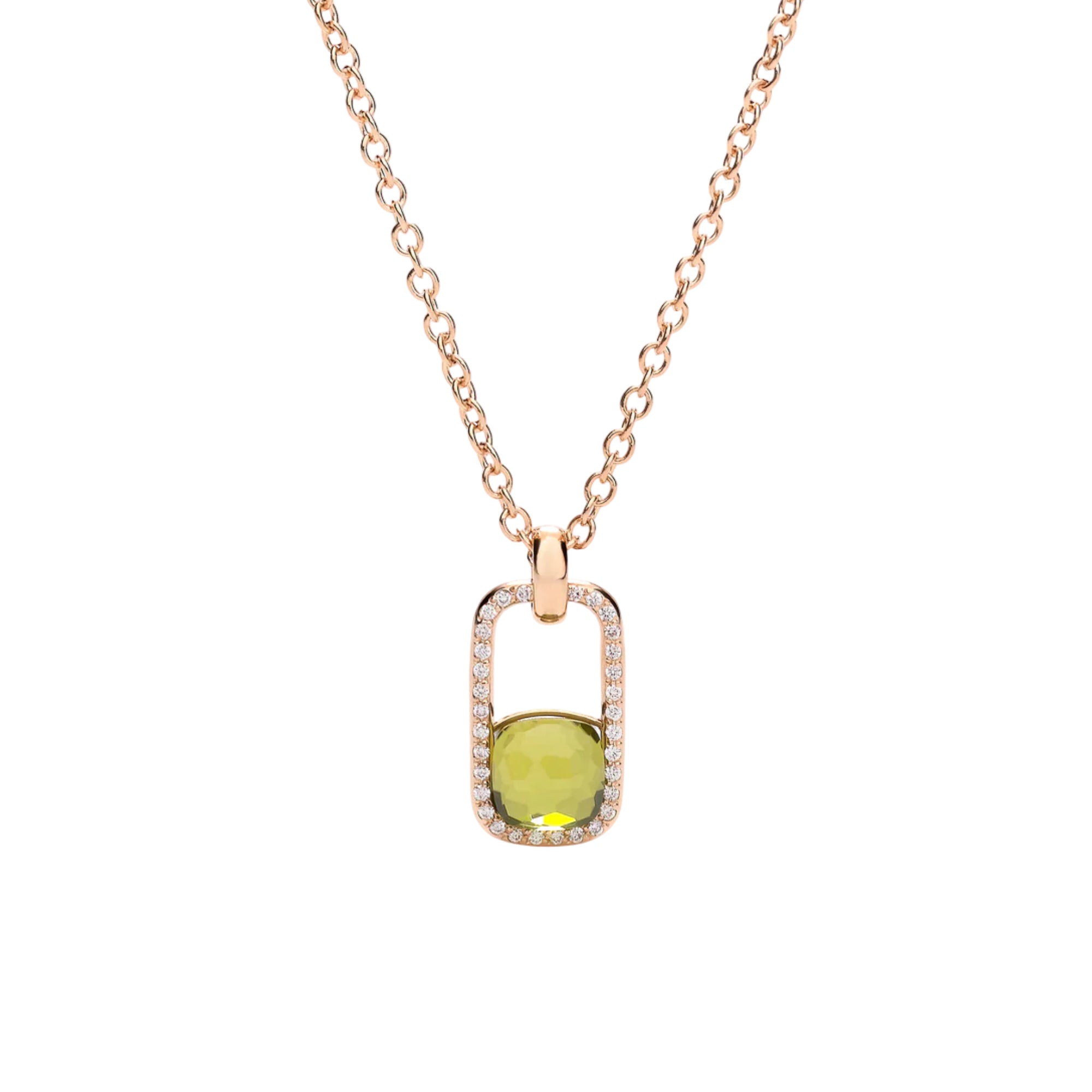 Pomellato Iconica Anhänger mit Halskette (PCC3060O7000DB0EY) aus Roségold mit Diamant und Peridot