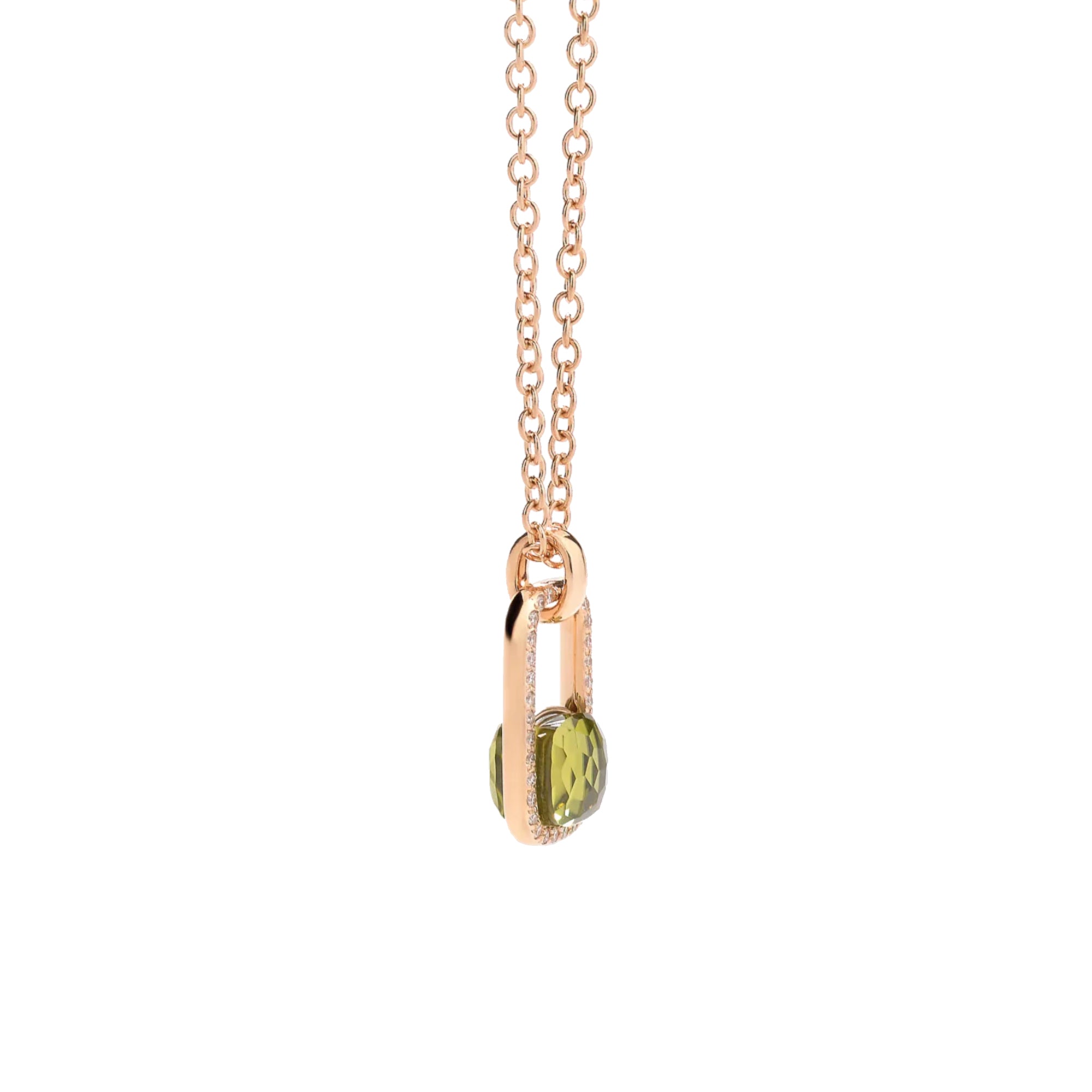 Pomellato Iconica Anhänger mit Halskette (PCC3060O7000DB0EY) aus Roségold mit Diamant und Peridot