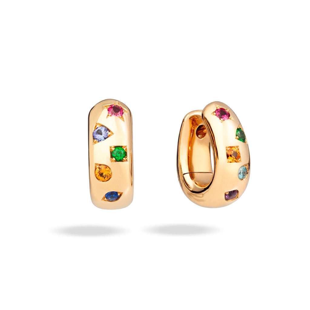 Pomellato Iconica Creolen (POC1002O7000000VA) aus Roségold mit Amethyst, Saphir, Spinell, Tansanit, Tsavorit und Turmalin