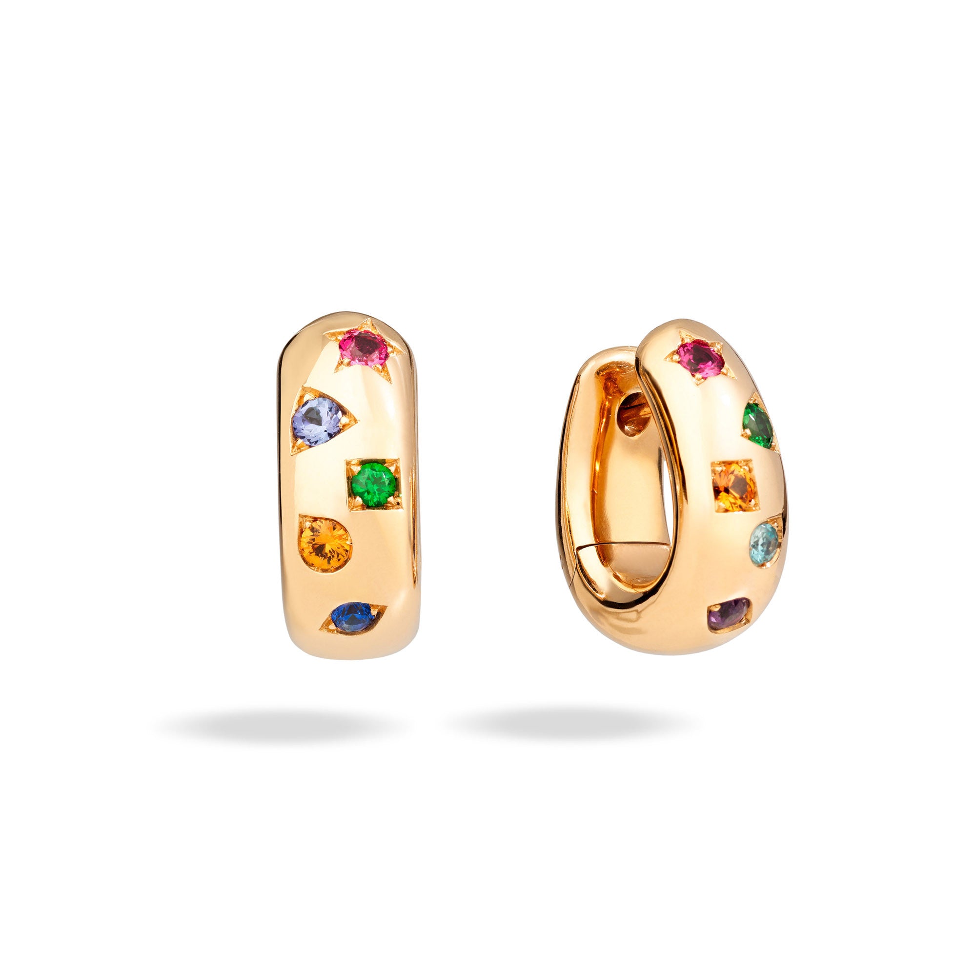 Pomellato Iconica Creolen (POC1002O7000000VA) aus Roségold mit Amethyst, Saphir, Spinell, Tansanit, Tsavorit und Turmalin