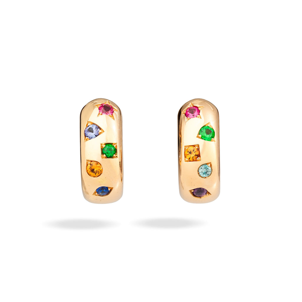Pomellato Iconica Creolen (POC1002O7000000VA) aus Roségold mit Amethyst, Saphir, Spinell, Tansanit, Tsavorit und Turmalin