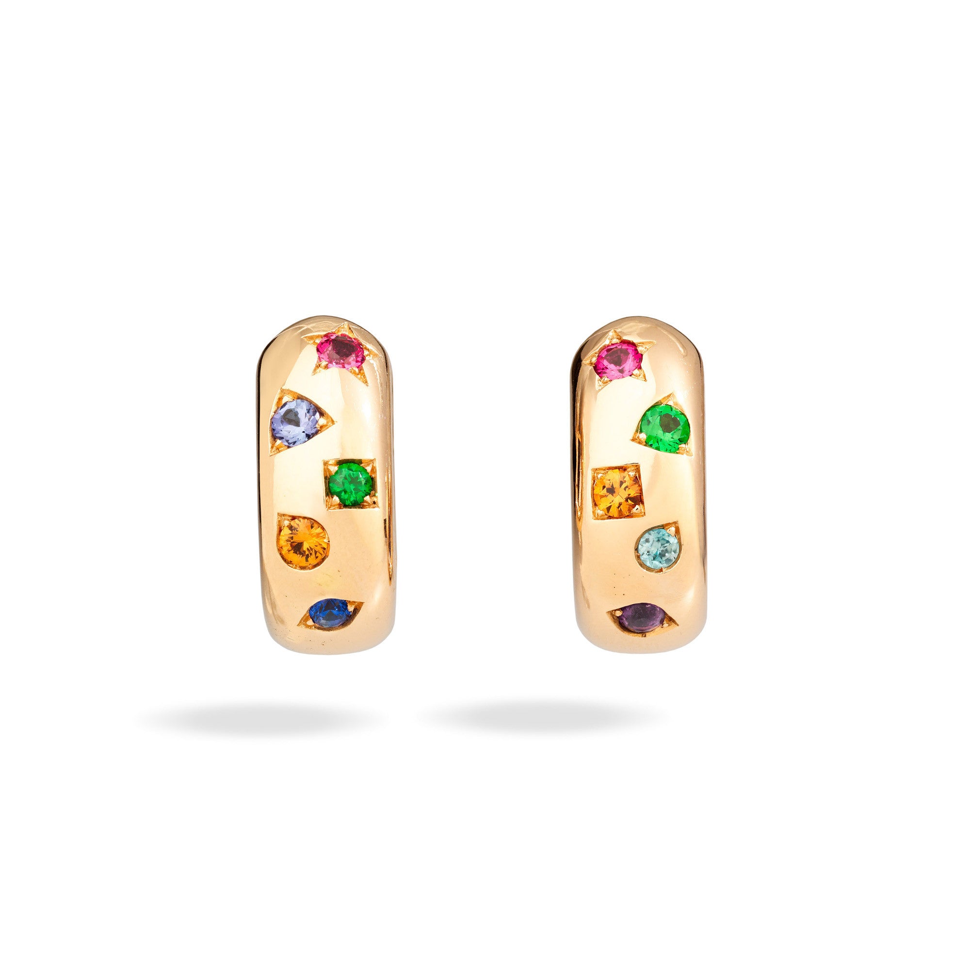 Pomellato Iconica Creolen (POC1002O7000000VA) aus Roségold mit Amethyst, Saphir, Spinell, Tansanit, Tsavorit und Turmalin