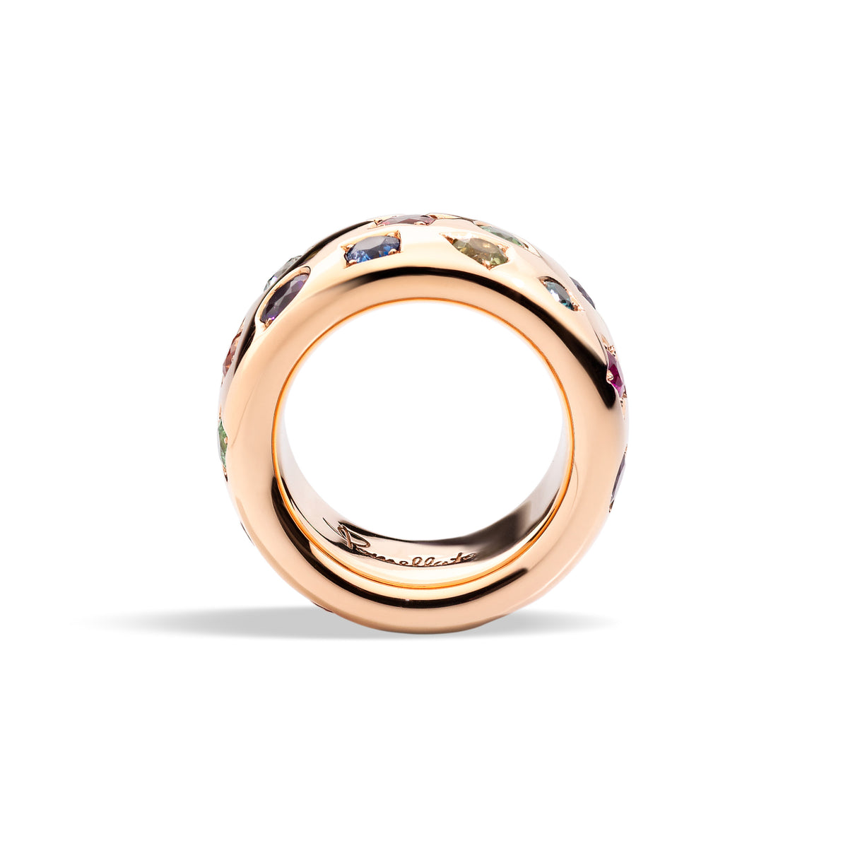 Pomellato Iconica Großer Color Ring (PAB9012O7000000VA) aus Roségold mit Amethyst, Peridot, Rubin, Saphir, Spinell, Tansanit, Tsavorit und Turmalin